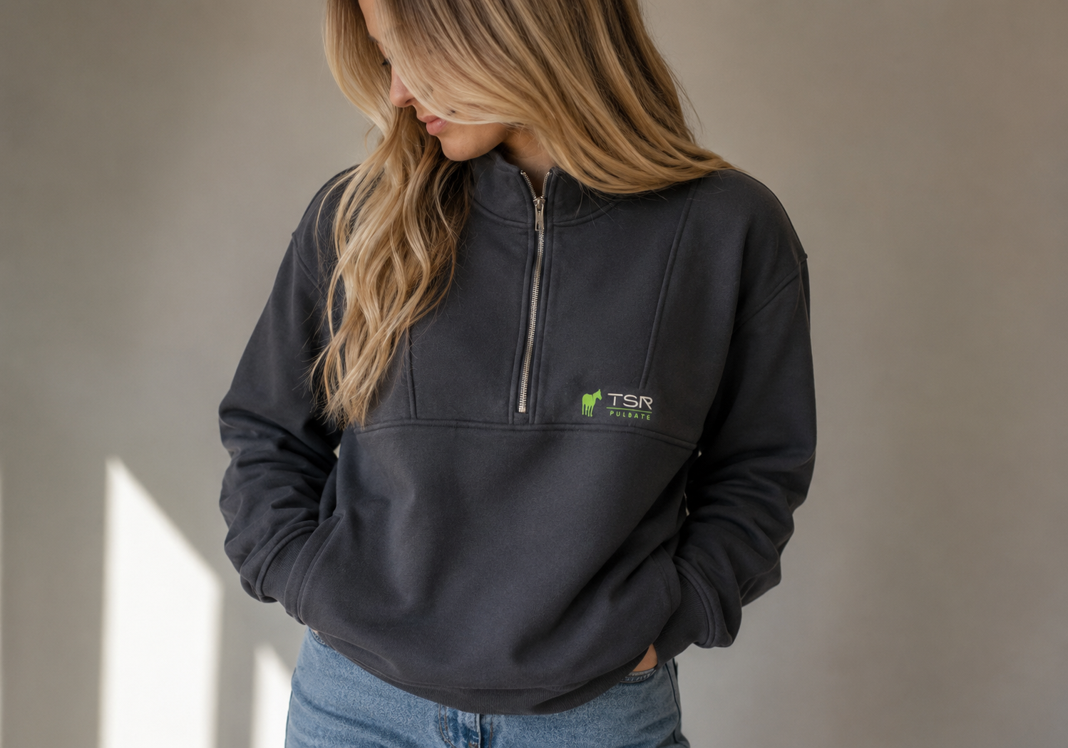 1/4 Zip Oversized Woman's Sweatshirt