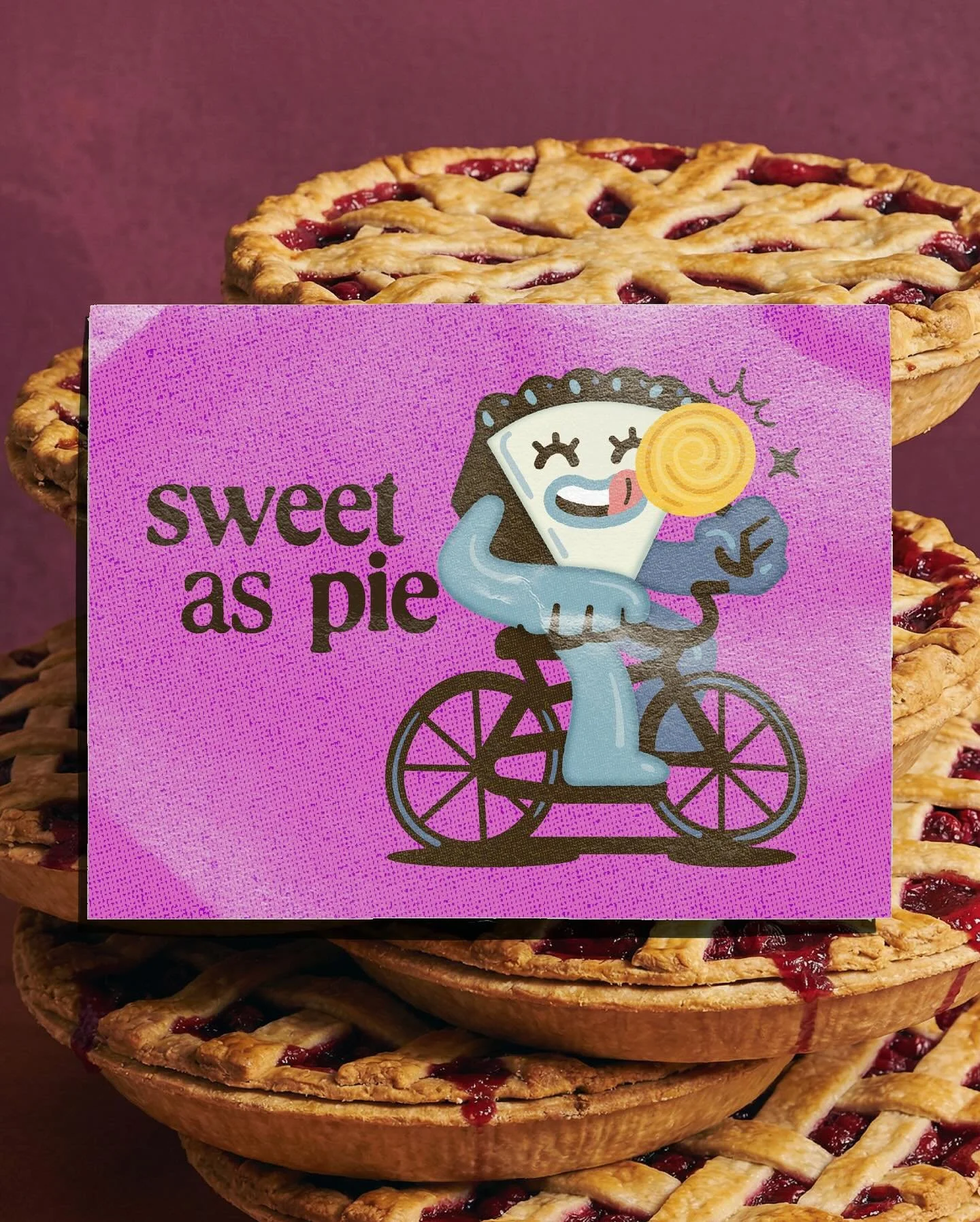 A pie slice. On a bicycle. Eating a lollipop. I don&rsquo;t make the rules, I just draw the characters.
.
.
.
.
.
.
.
.
#charadesign #illustration #brandillustration