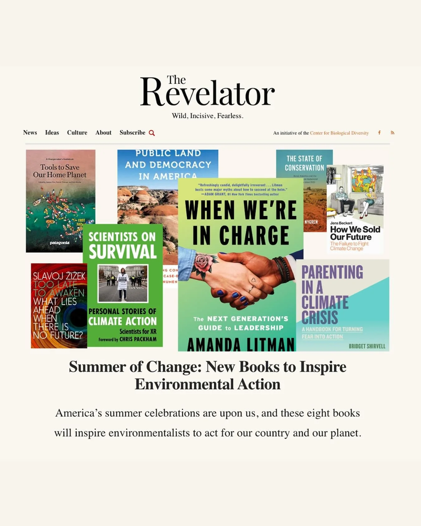 When you get a google alert for your name and it&rsquo;s because your book is included in a roundup of books to inspire environmental action. So grateful to The Revelator and @centerforbiodiv for the inclusion.
