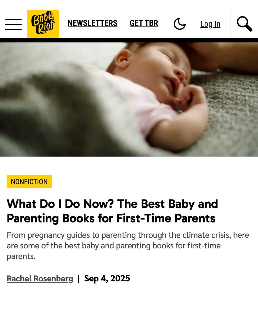 Thrilled see Parenting in a Climate Crisis included on this list from @bookriot alongside so many thoughtful books for first-time parents