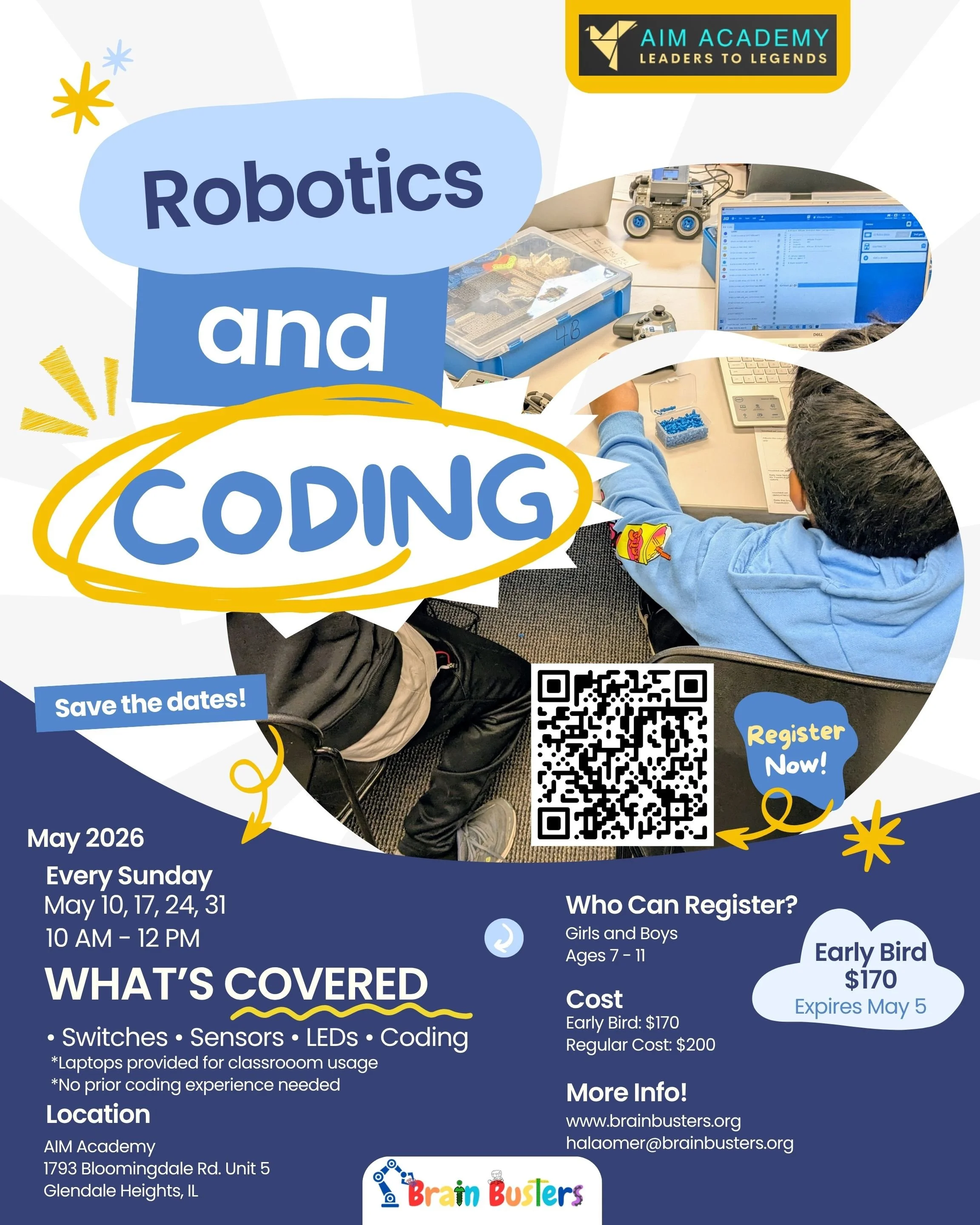 Robotics Level 1 (Ages 7 - 11) May 2026, Glendale Heights, IL