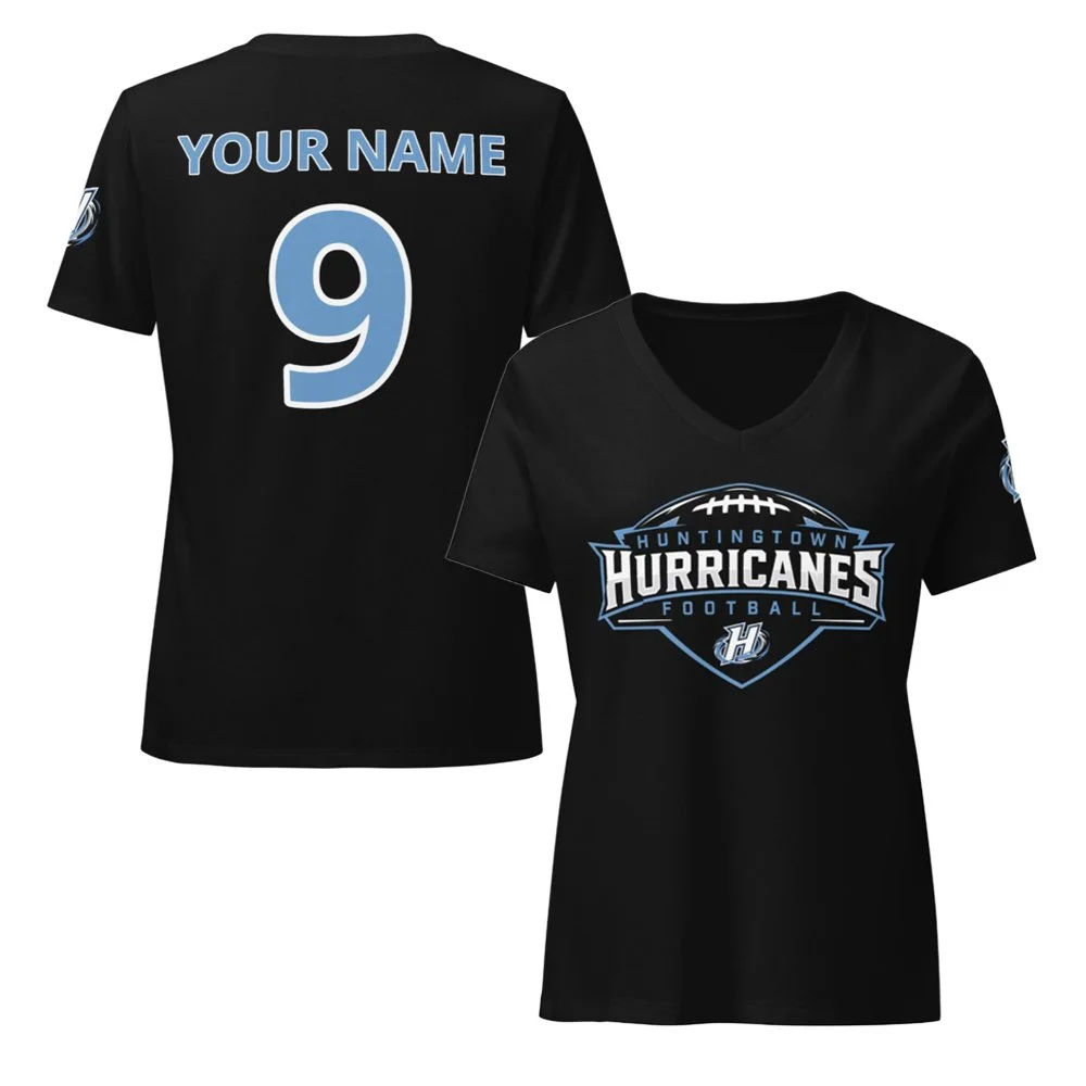 Canes Football Custom Women's Relaxed V-Neck T-Shirt | Bella Canvas 6405CVC