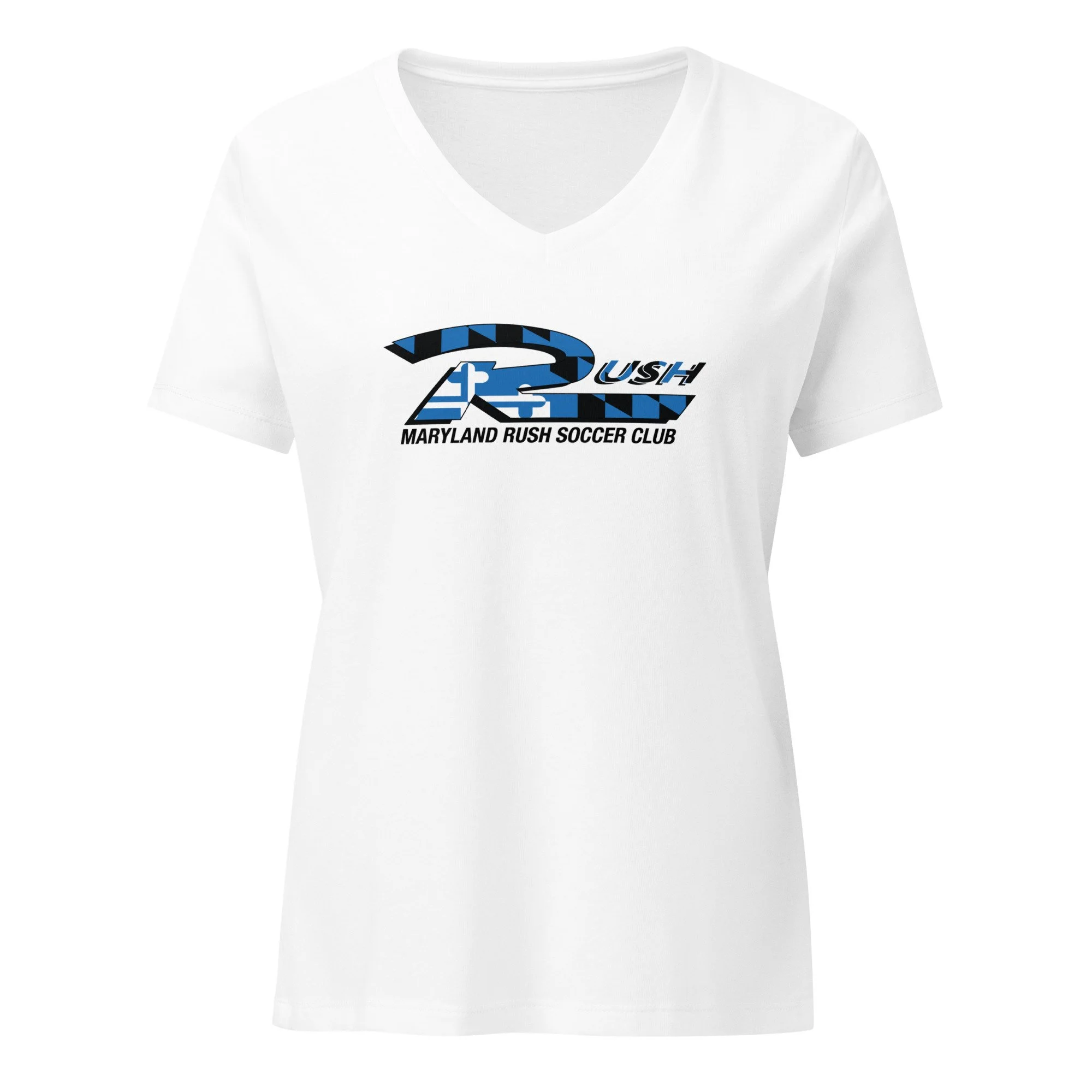 Maryland Rush Women’s relaxed v-neck t-shirt - Blue Flag (White)
