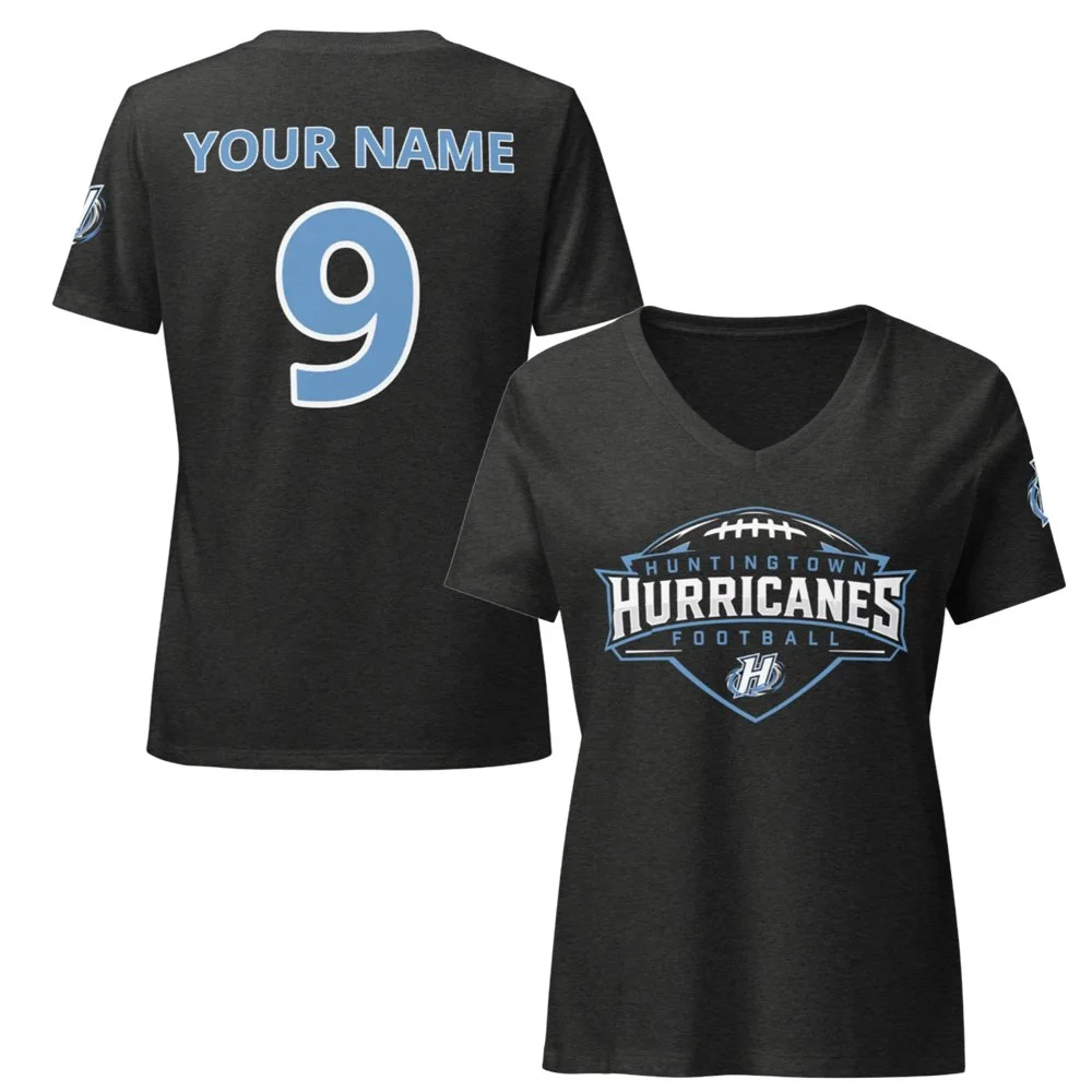 Canes Custom Womens V Neck - Heather Grey.jpg