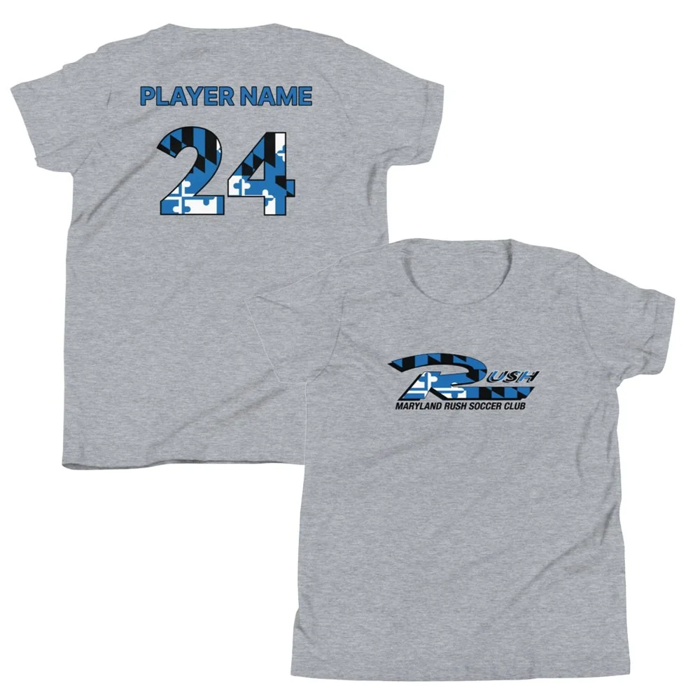 Maryland Rush Custom Youth Short Sleeve T-Shirt - Blue Flag