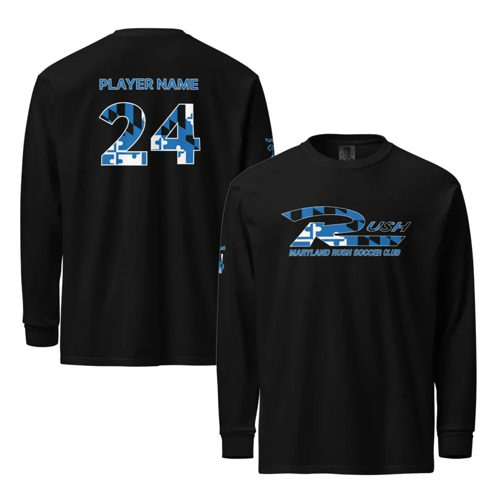 Maryland Rush Custom Comfort Colors heavyweight long-sleeve shirt - Blue Flag (Black)