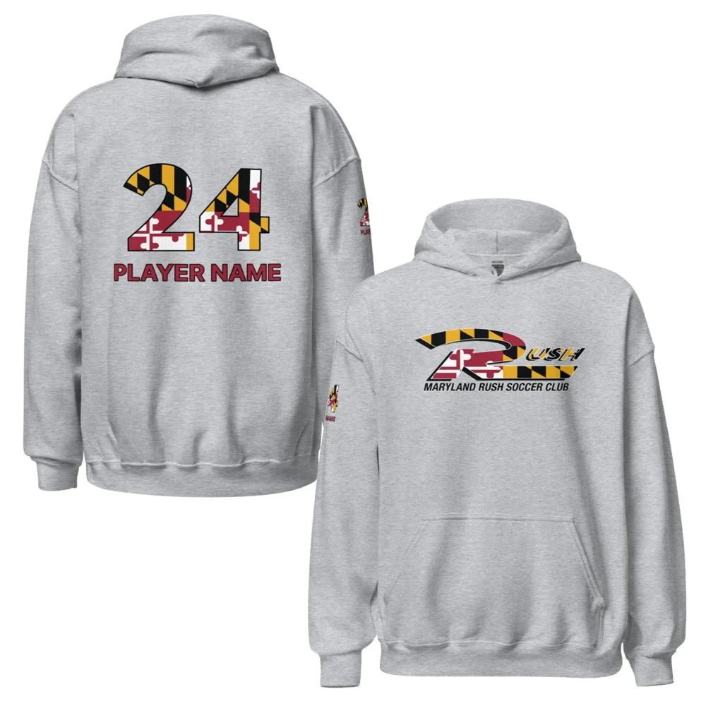 Maryland Rush Custom Gildan Unisex Hoodie -MD Flag (Grey)
