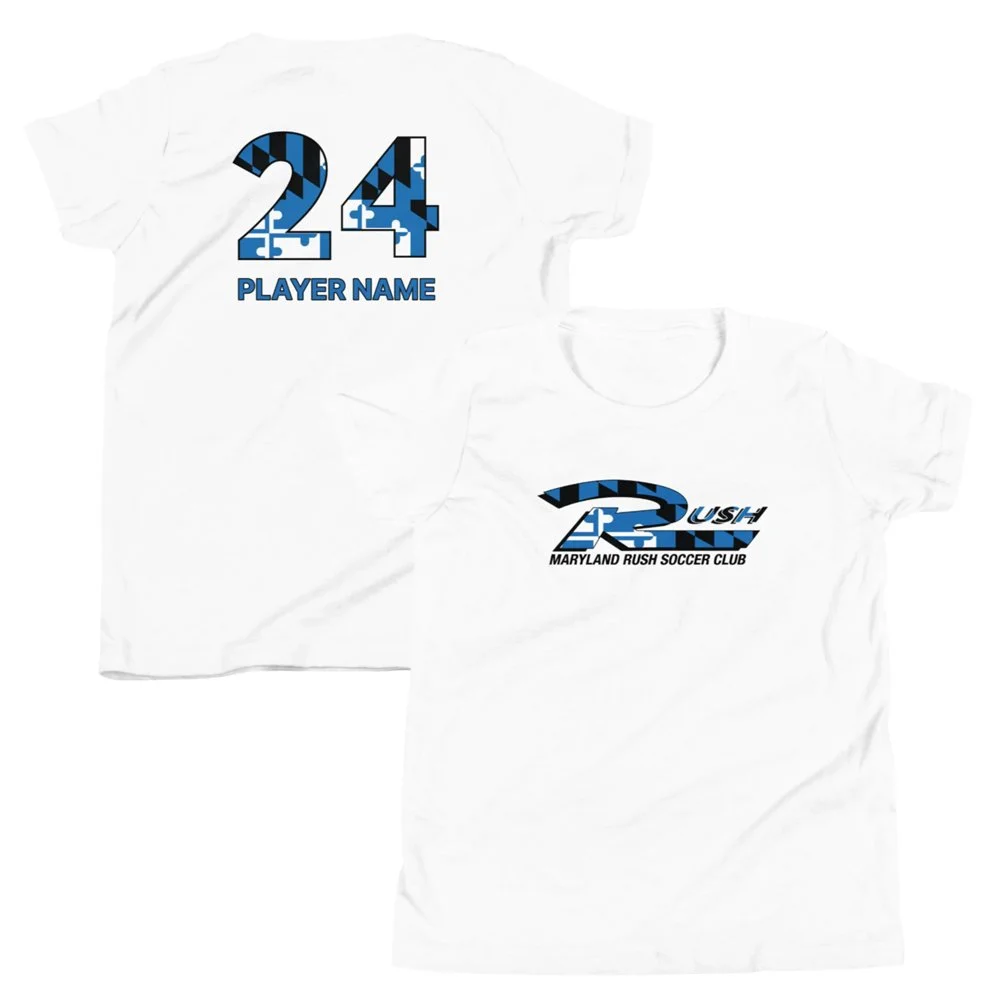 Maryland Rush Custom Youth Short Sleeve T-Shirt - Blue Flag (White).jpg