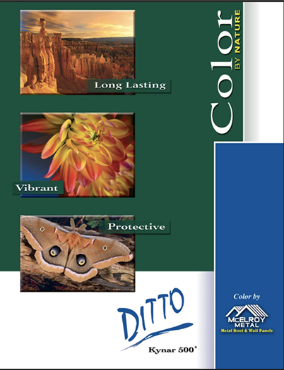 Cover of a color sample booklet highlighting color qualities like longevity, vibrancy, and protection.