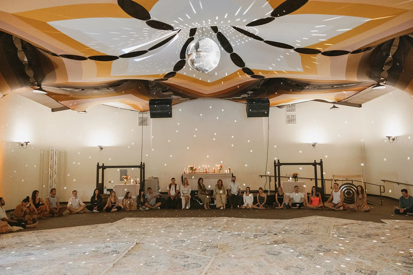 Yoga wellness session in event center at Deloro Valley