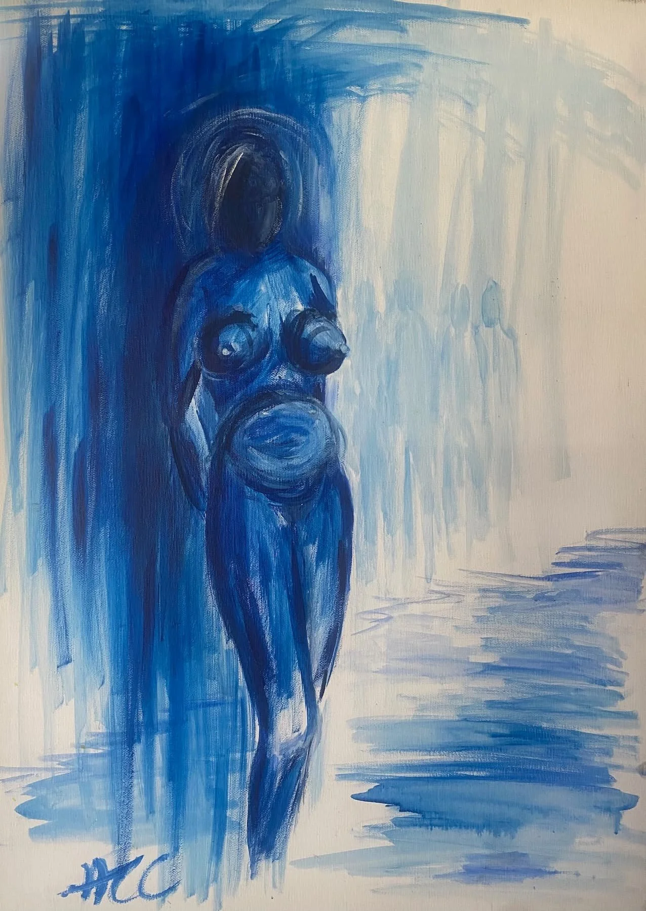 BLUE NUDE, Gouache on Canvas, 70x50cm