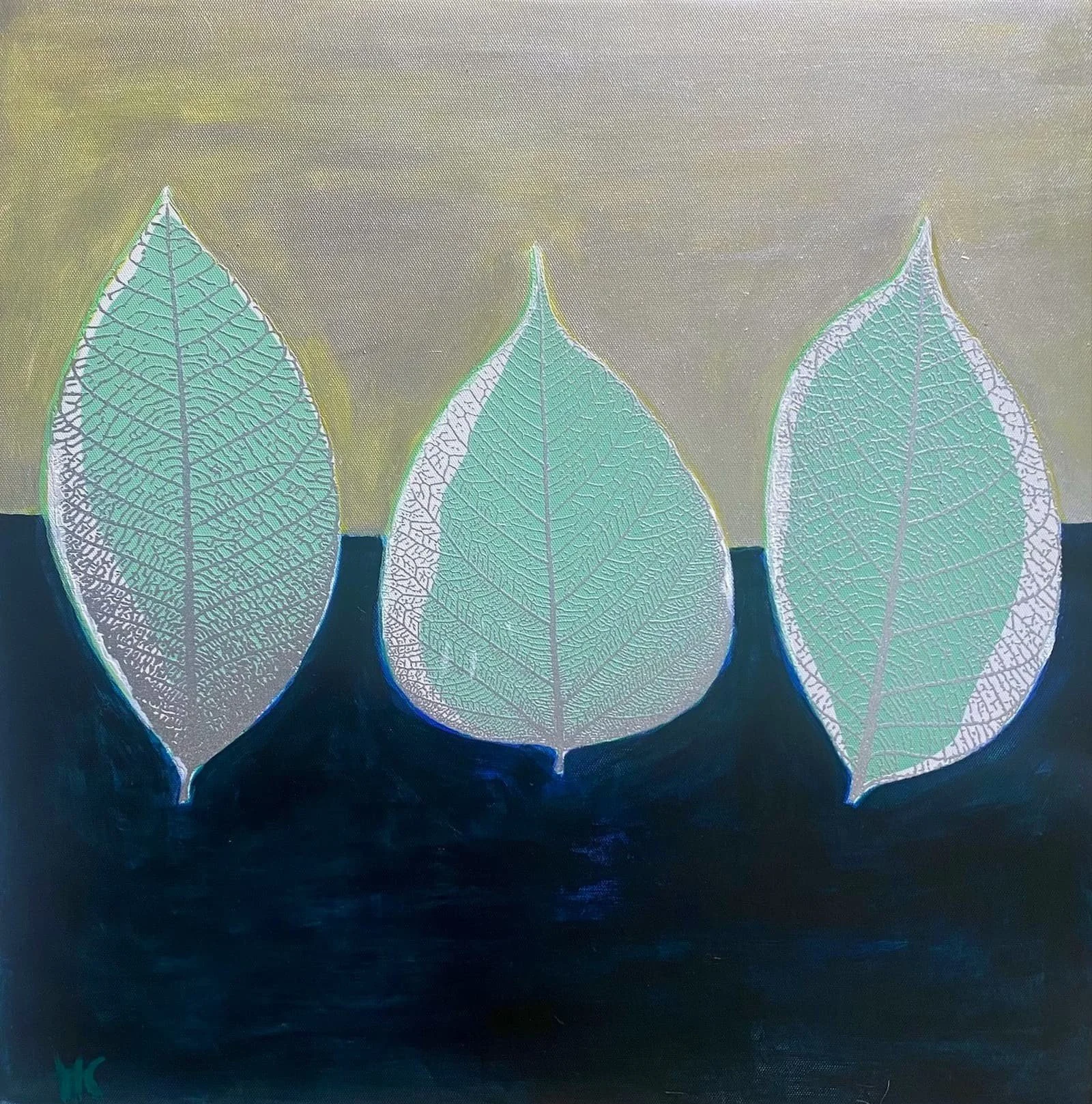 FOREST, Mixed Media, Leaves, Acrylic on Canvas, 50x50cm