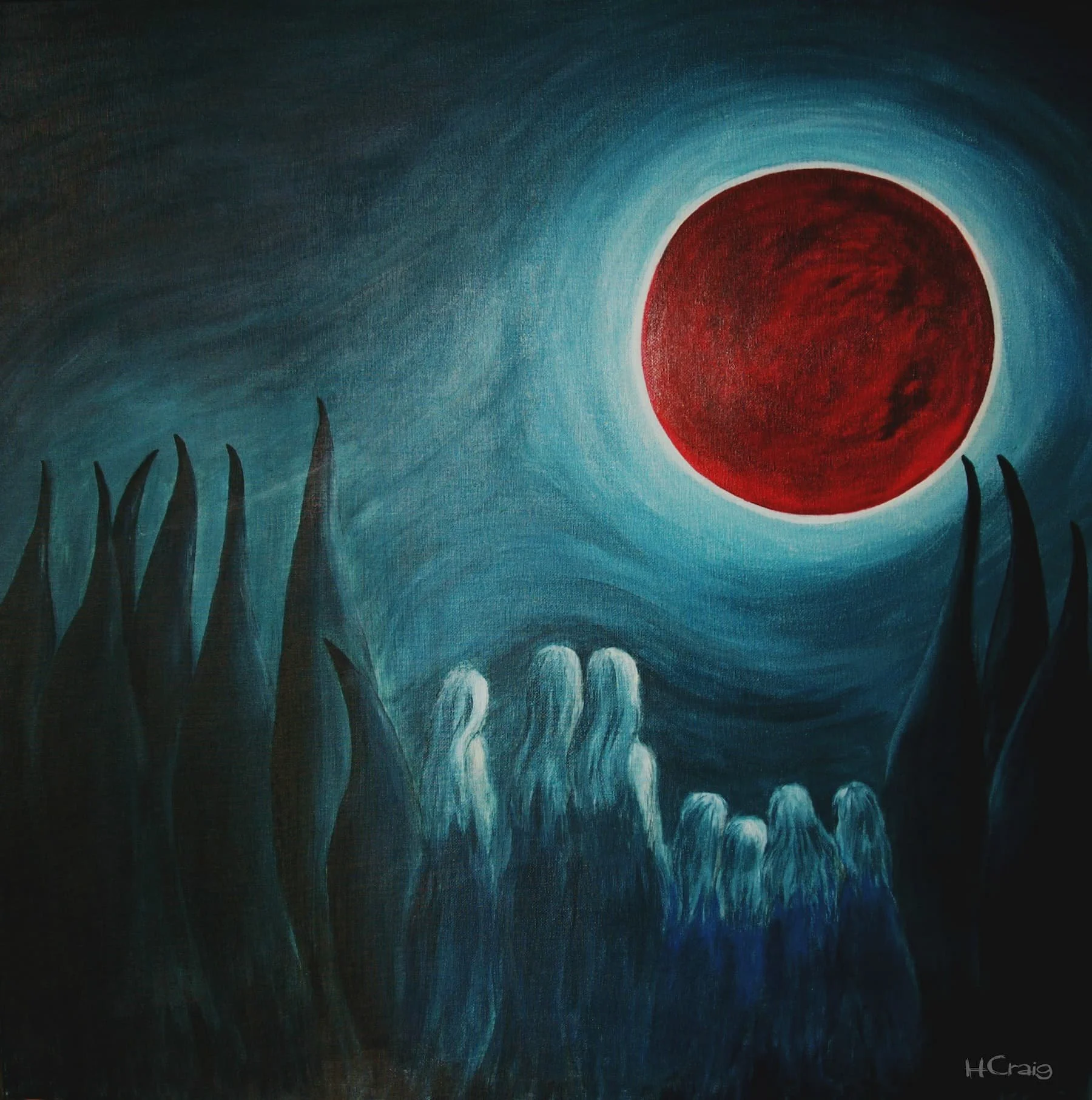 BLOOD MOON, Acrylic on Canvas, 61x61cm