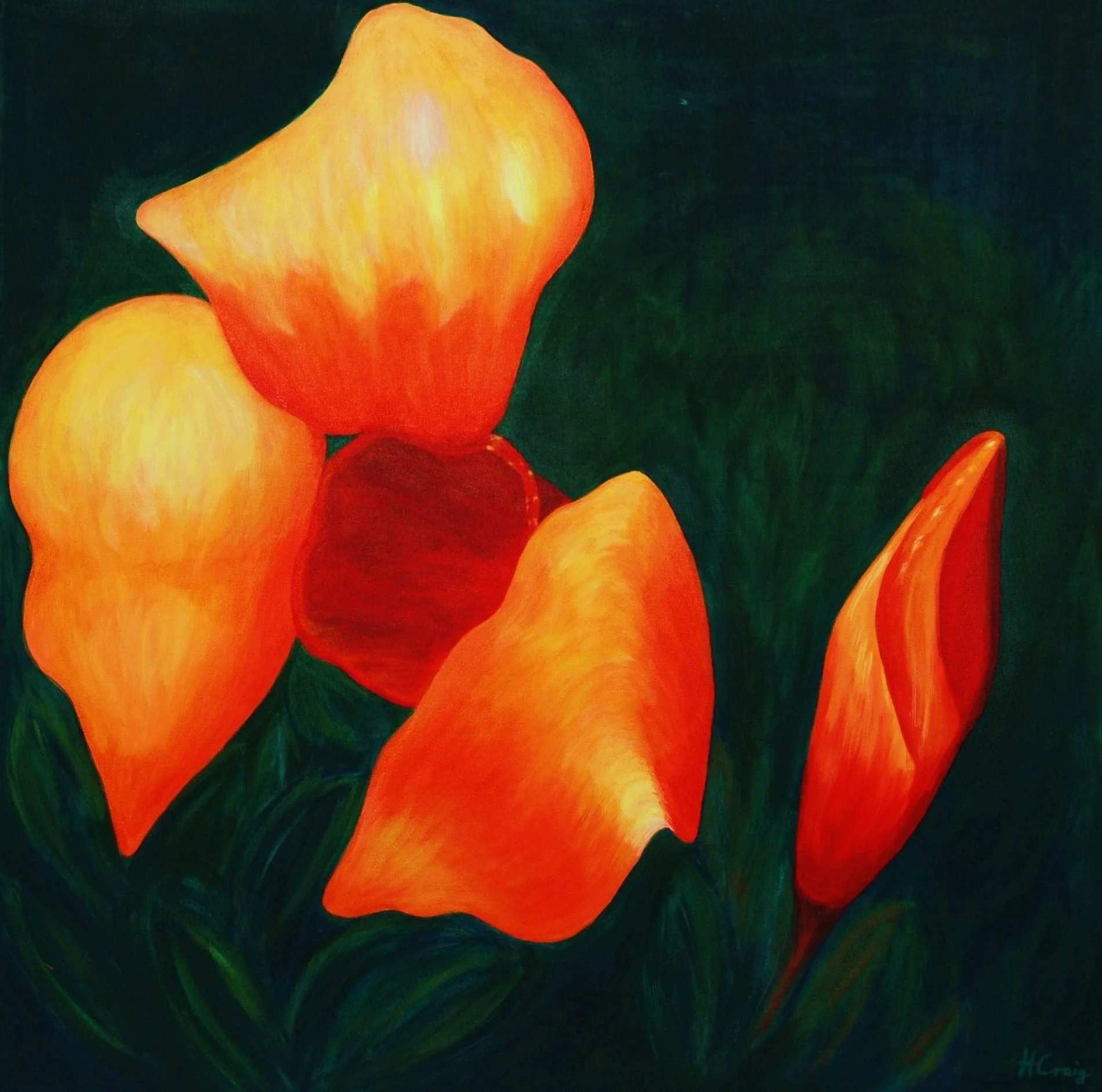 RED BLOSSOM, Acrylic on Canvas, 61x61cm