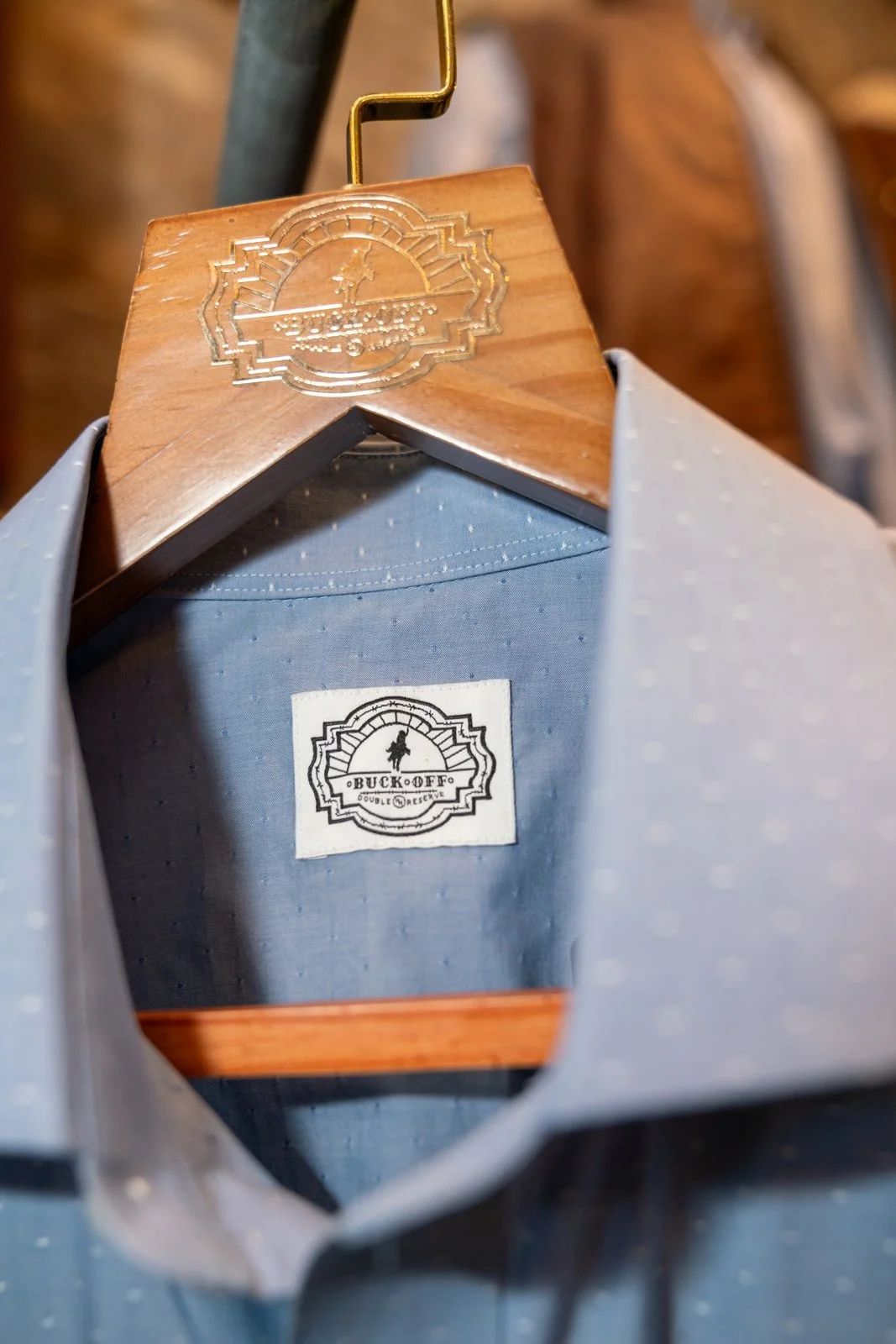 Buck Off SS Pearl Snap Shirt (Summer Chambray Dot)