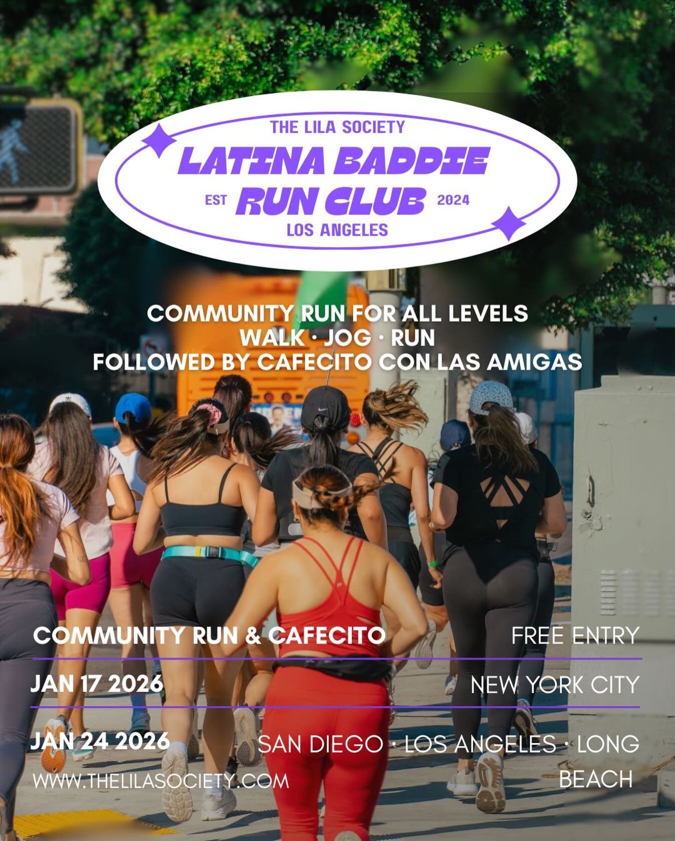 [READ DESCRIPTION FOR MORE INFO]

Amigaaas we&rsquo;re back and stronger this 2026 with The Latina Baddie Run Club!

Join us for a morning run + cafecito + amigas 🏃&zwj;♀️☕️👯&zwj;♀️

RSVP Recommended- links in bio

🗽NYC - Sat 1/17
☀️ LA + San Dieg