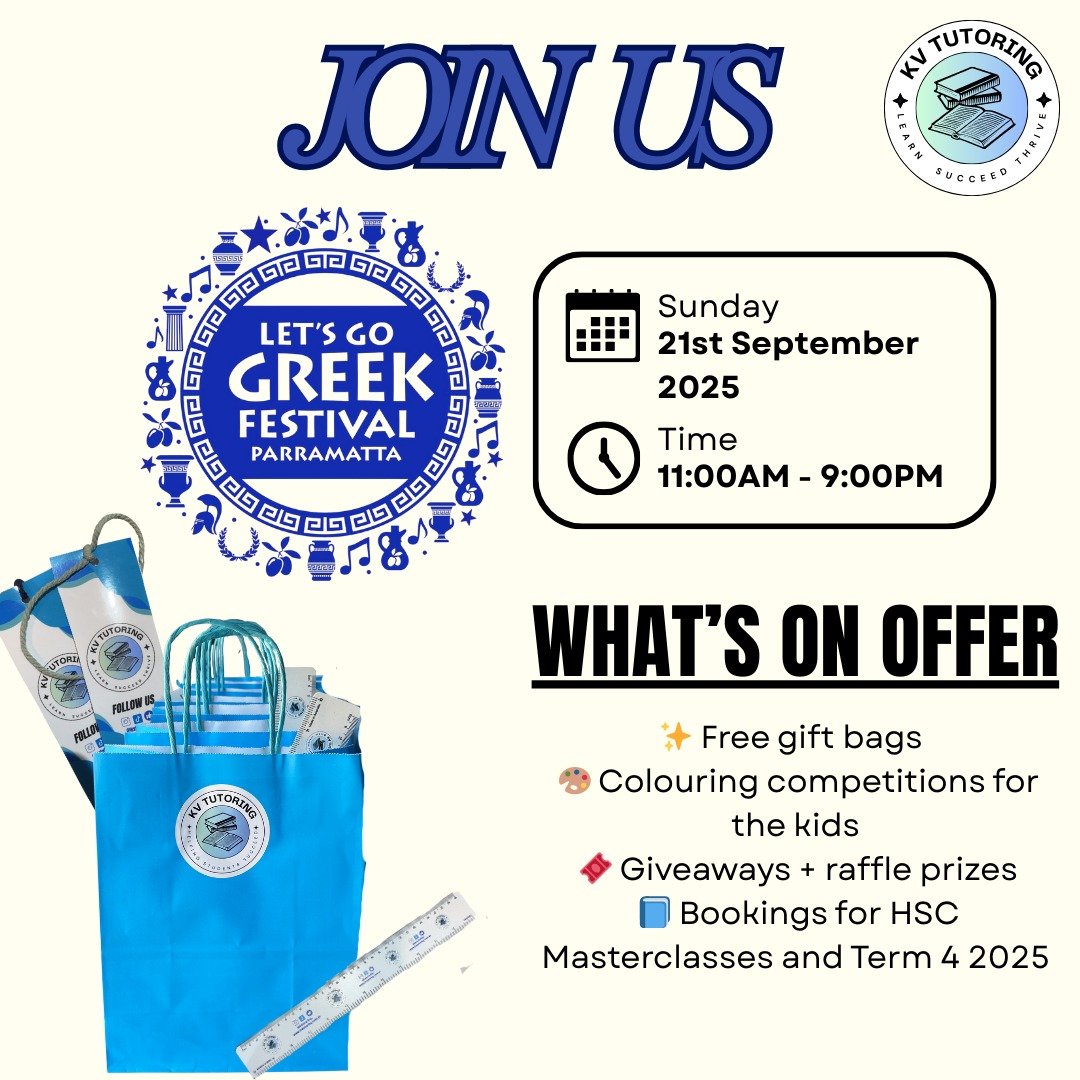 🎉 We&rsquo;re BACK at the Let&rsquo;s Go Greek Festival &ndash; Parramatta! 🇬🇷📚
After such a great time last year, we can&rsquo;t wait to see you all again in 2025!

✨ What&rsquo;s waiting at our stall?
🎁 Free gift bags (lollies, pens, rulers + 