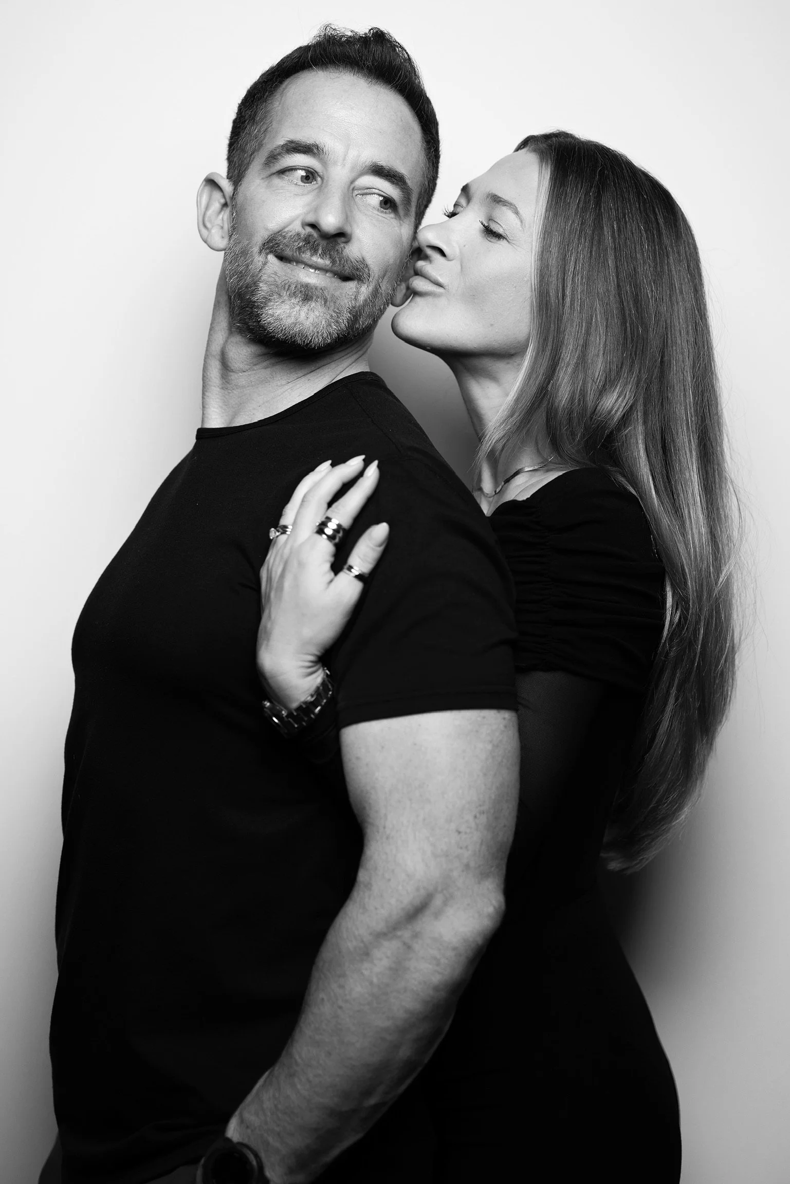 Black and white couple Valentine's day photography San Diego studio