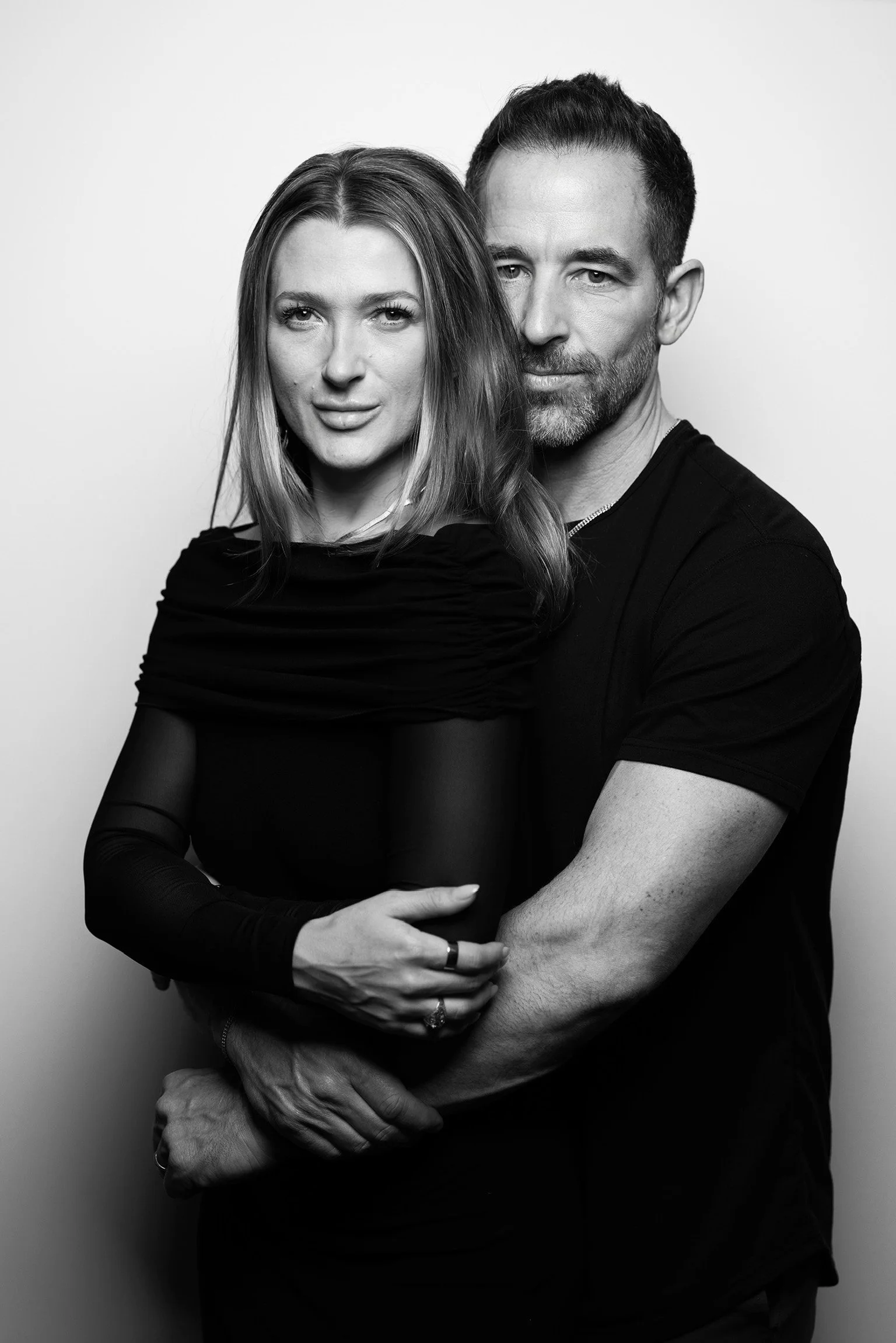 Editorial Valentine’s Day couple photos in San Diego with modern studio lighting