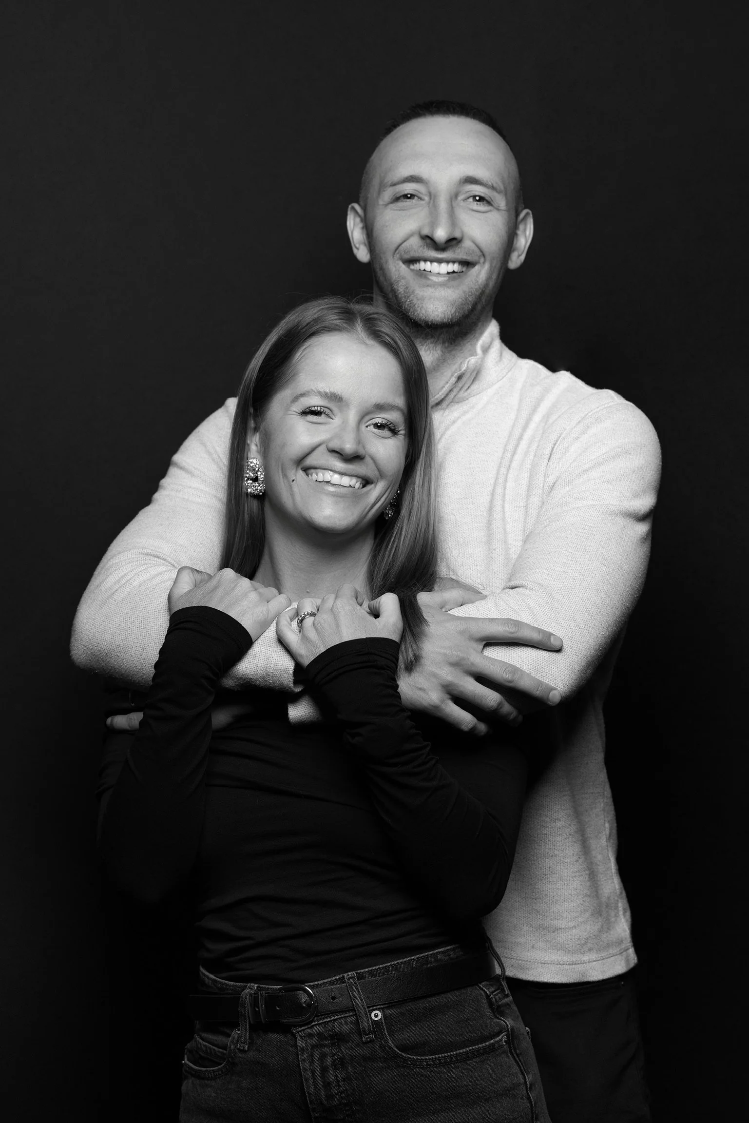 Timeless studio couple portraits in San Diego with clean editorial style