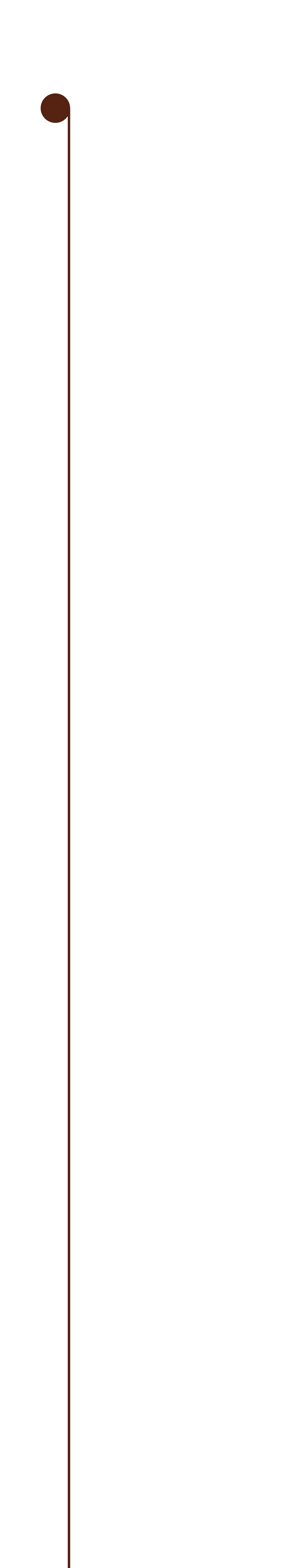 Minimalist design with a long vertical brown line and a dark brown circle against a white background. An icon of Authent.