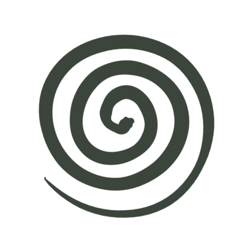 A black background with a green spiral pattern starting from the center and expanding outward.