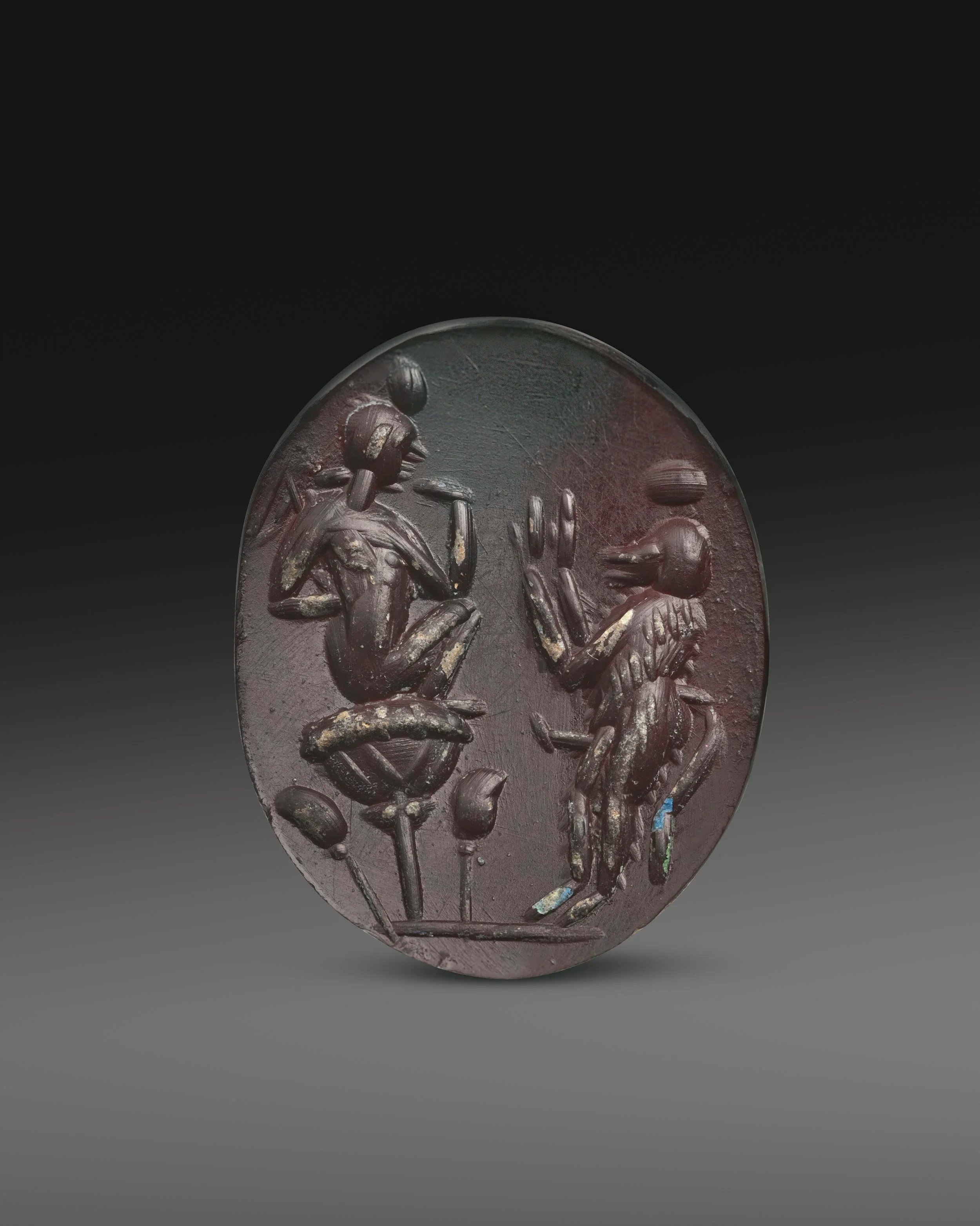 Romano-Egyptian Harpocrates and Cynocephalus intaglio