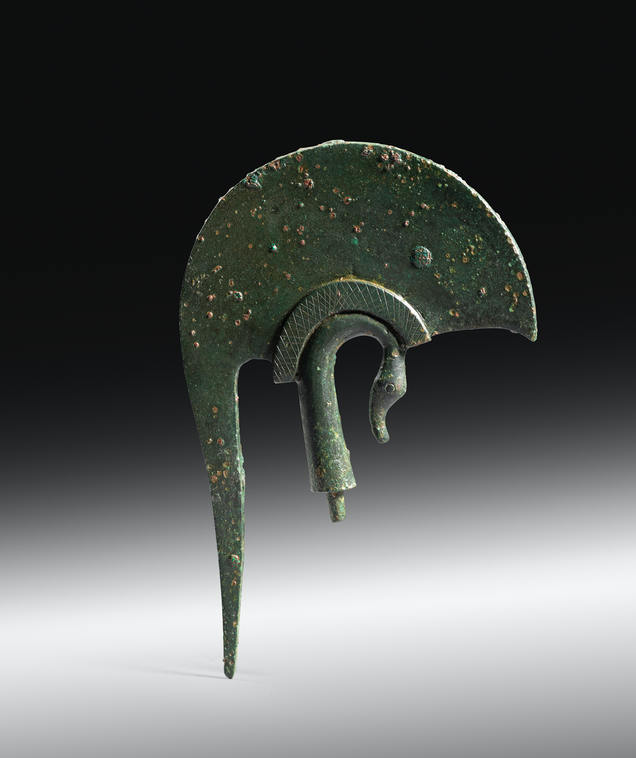 Greek bronze helmet crest, Archaic Period. Late 6th - early 5th century BC, Height: 9.2 cm