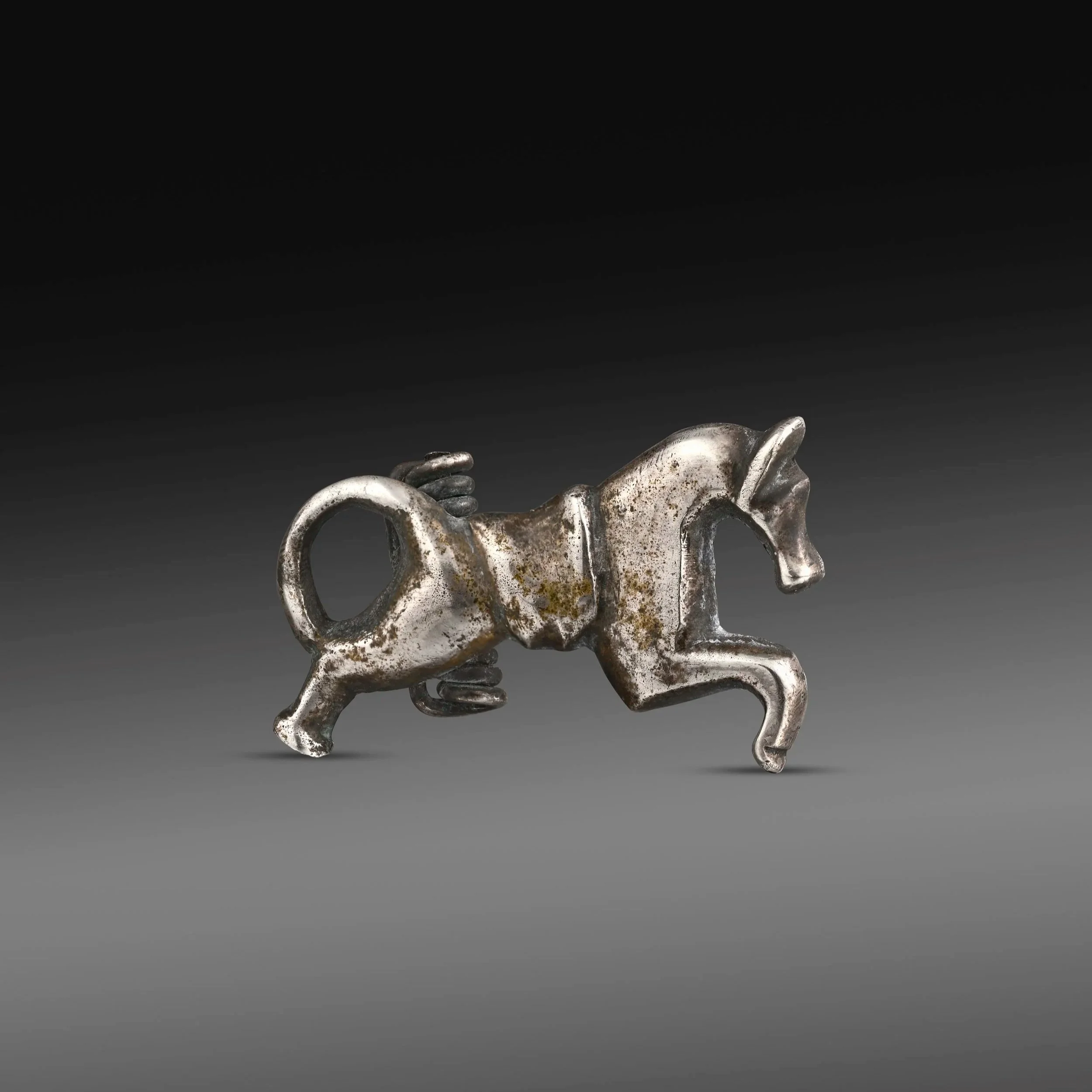 Romano-Celtic silver prancing horse brooch