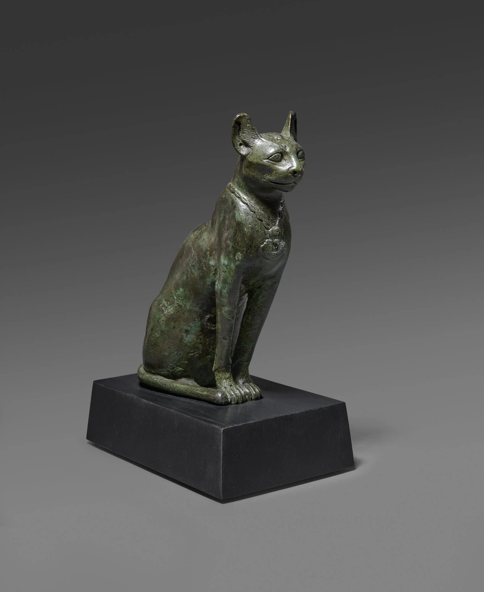 Egyptian Bronze Seated Cat
Late Dynastic Period, 26th Dynasty, circa 664-525 BC
Height:16 cm, Collection of V.F. Jacobsen, Long Island, NY, prior to 1967