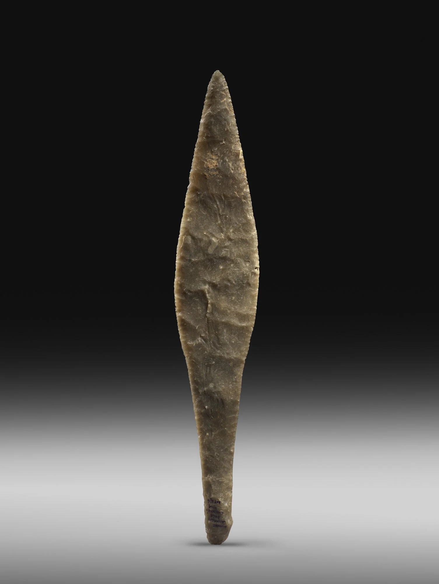 Danish Neolithic flint dagger
Neolithic, circa  2000-1800 BC
Height: 29.9 cm
Collection of Rt Hon David John Carnegie 10th Earl of Northesk (1865-1921