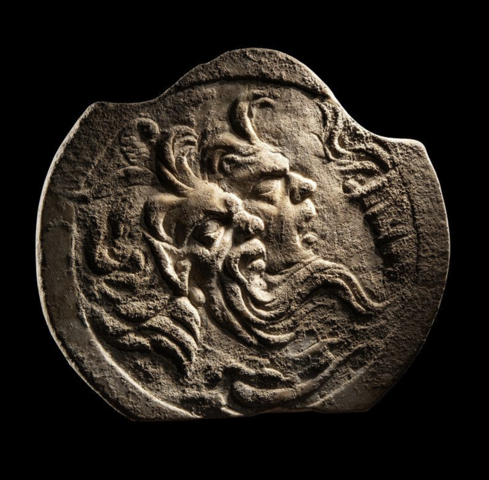 Roman Marble Oscillum
circa 1st century AD
diameter: 23.3 cm, 
Iris Cornelia Love Collection (1933-2020), New York, by 1965