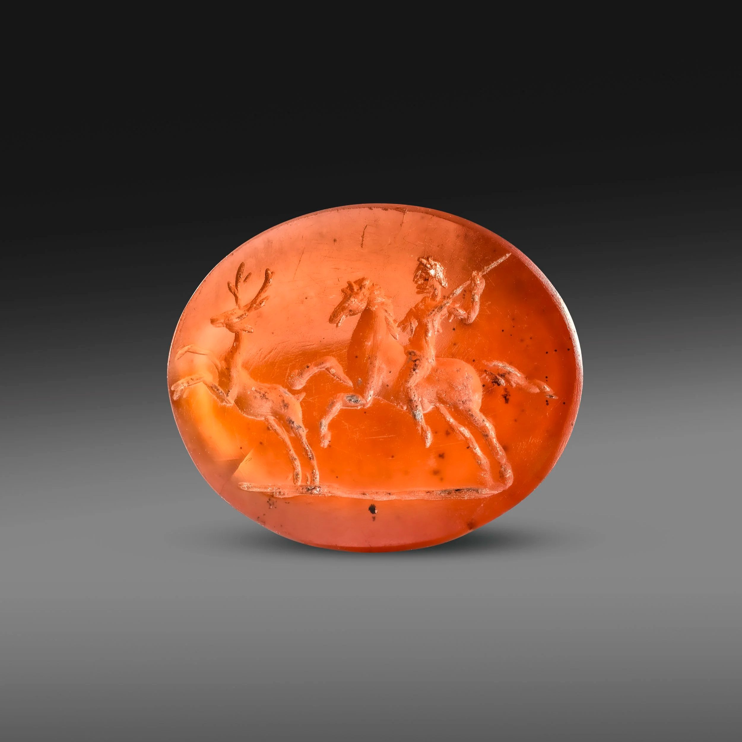 Roman hunting scene intaglio