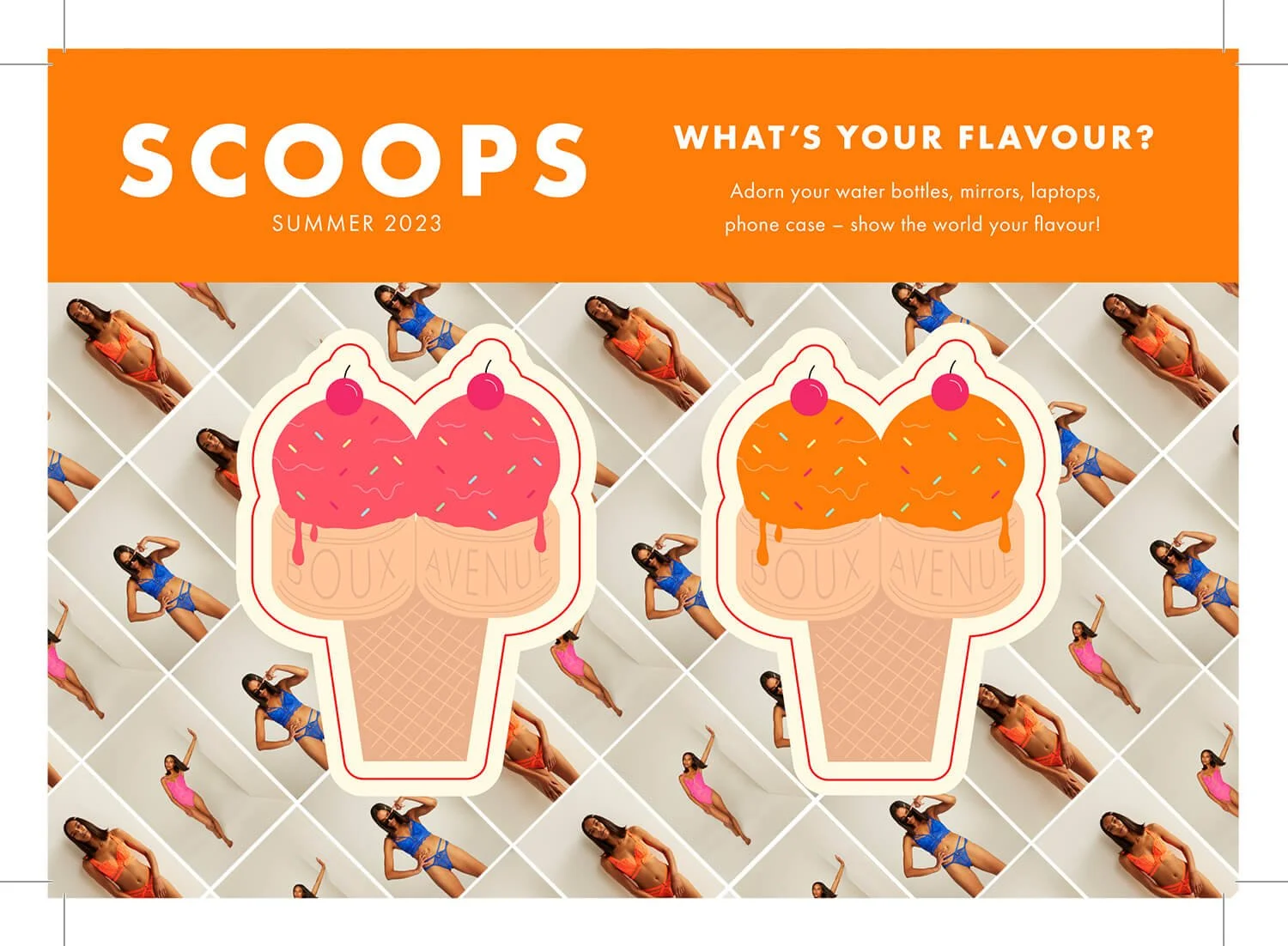 Boux Avenue Scoops SS23 Ice Cream Stickers Orange