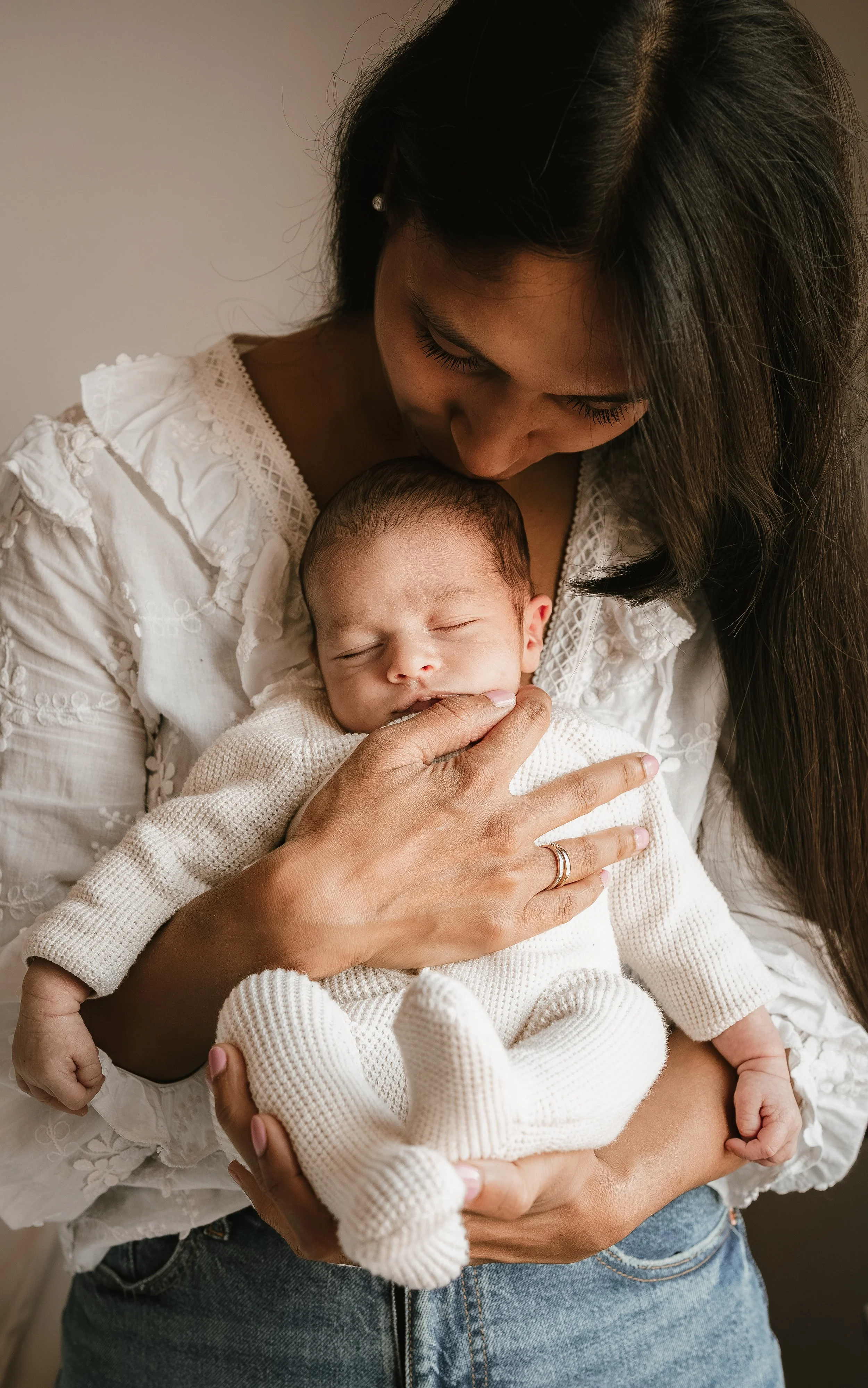 newborn, moeder met zoontje
