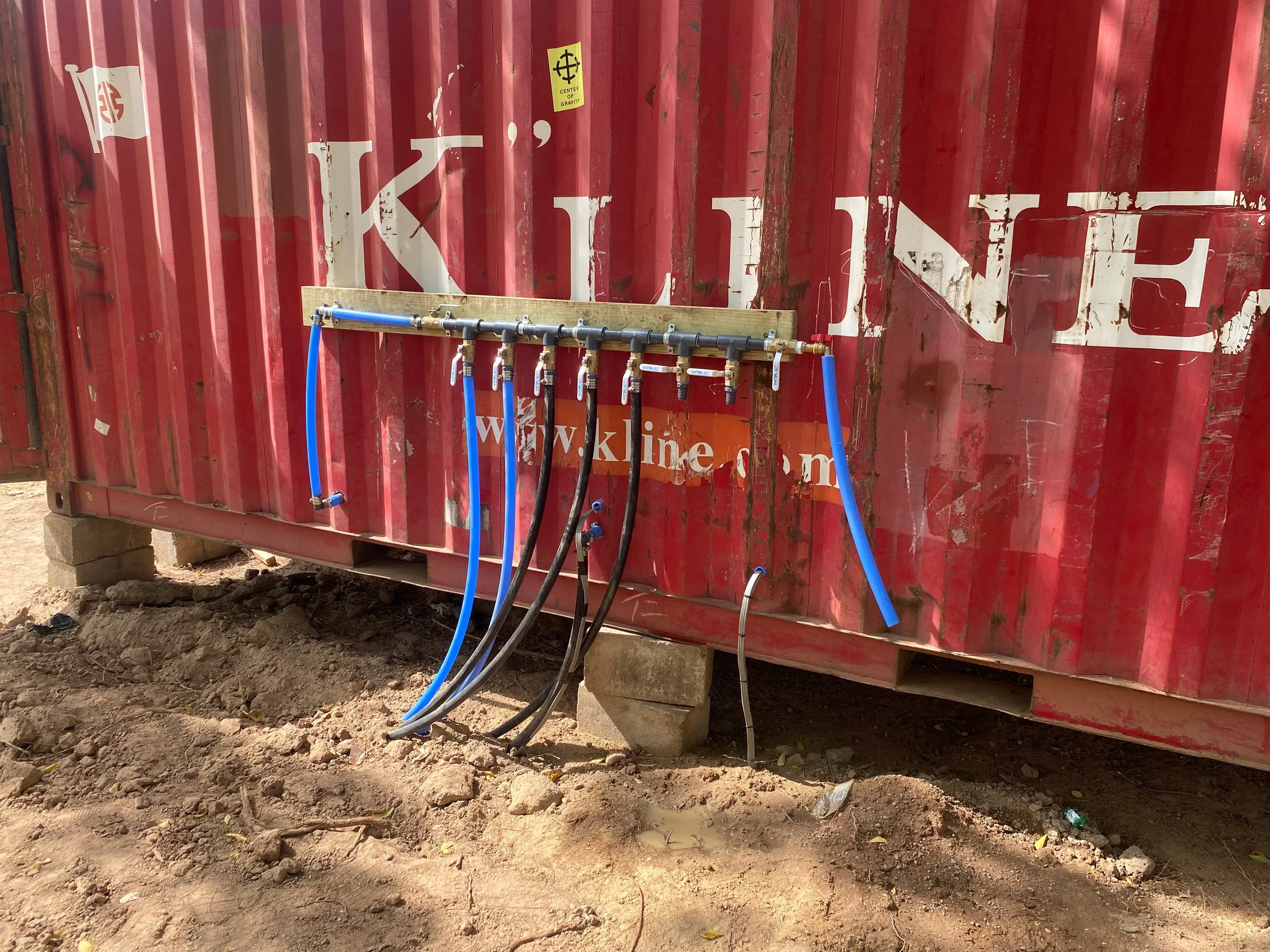 Water diverters for different areas on the campus: kitchen, latrines, teachers residence and garden