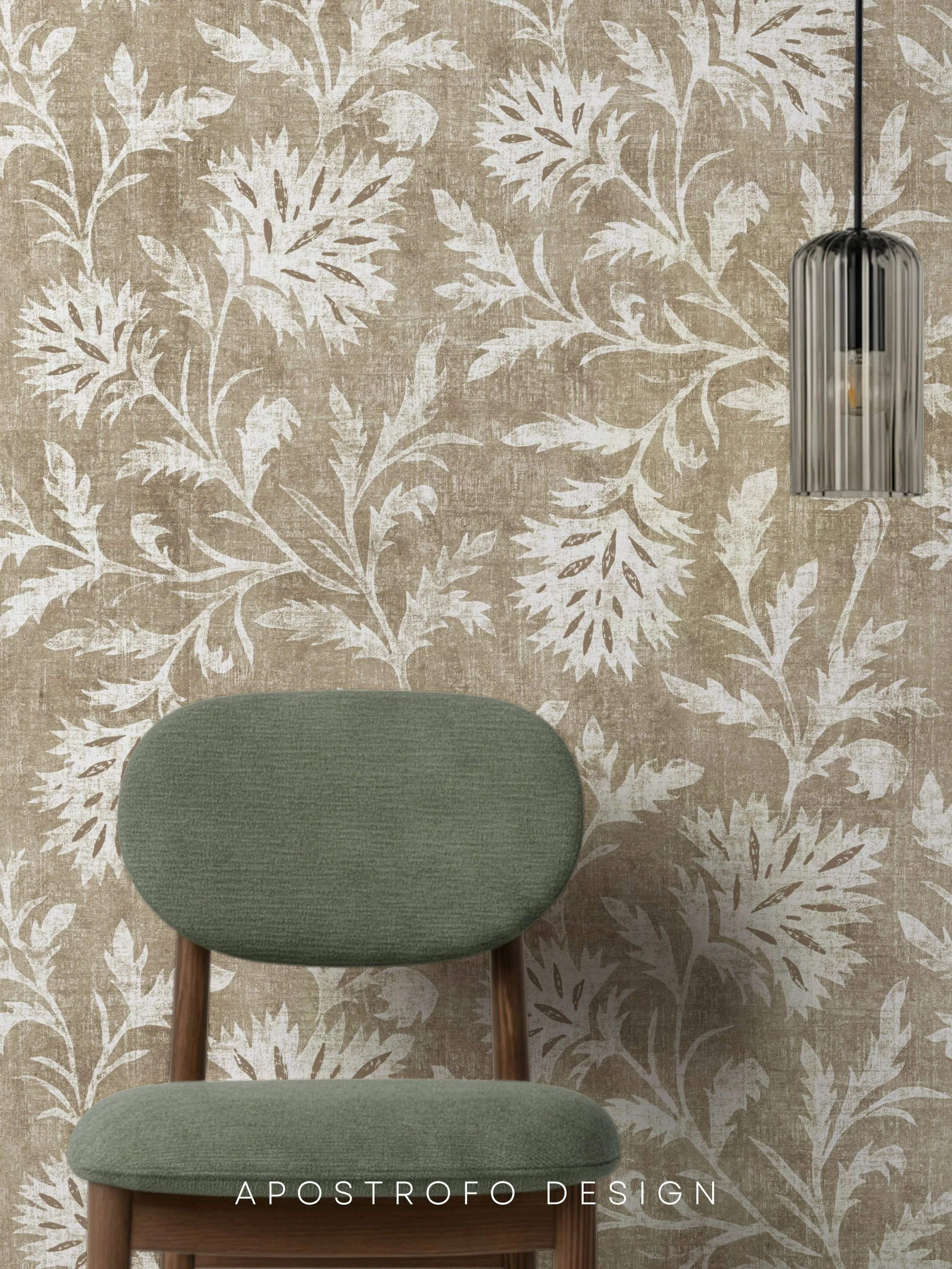 Beige Indian Floral Wallpaper