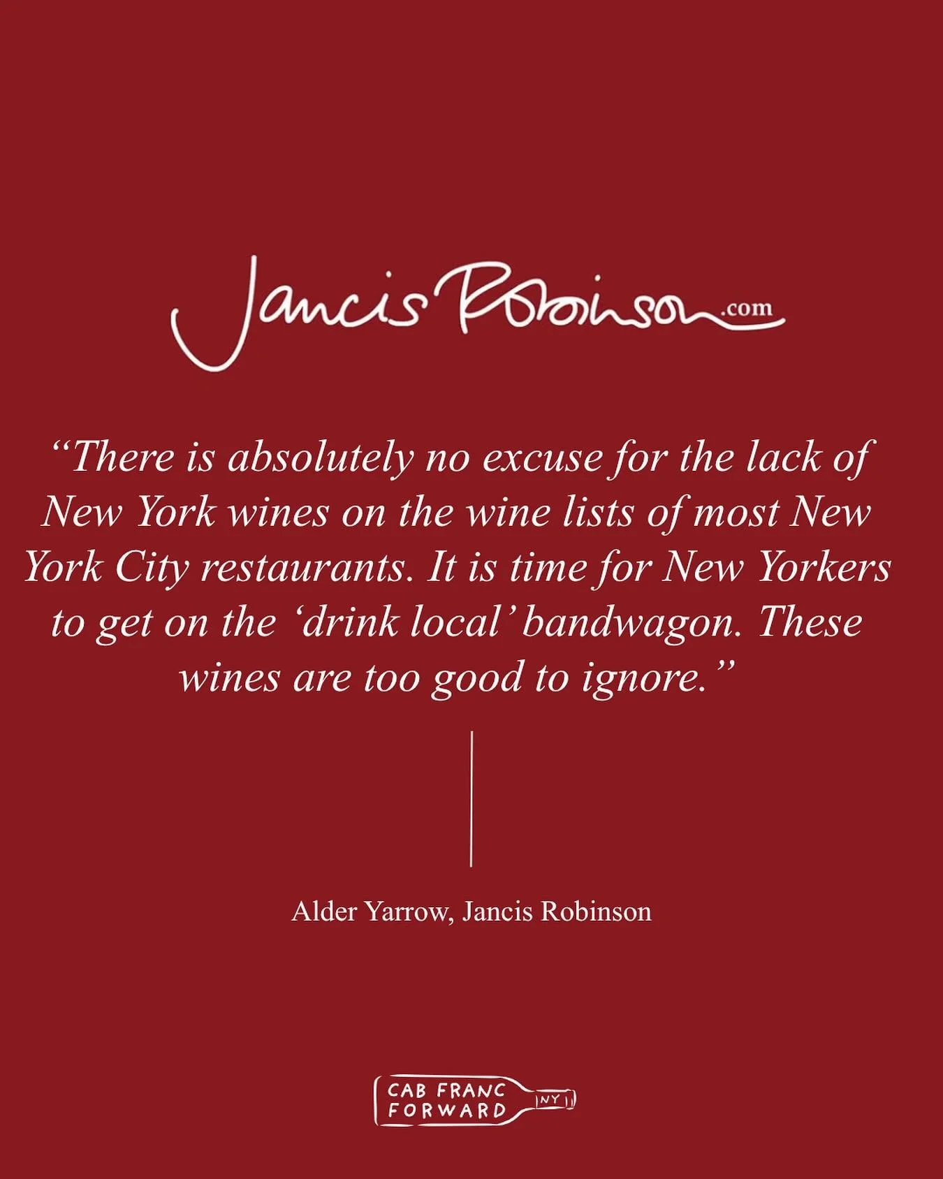 Like this photo. Share this message. Screenshot this quote and post it on your feed. Repost this message to your followers. Make some noise, #NEWYORK! The time is now. #nywine #NYCabFranc 🗽🍷

&ldquo;There is absolutely no excuse for the lack of New