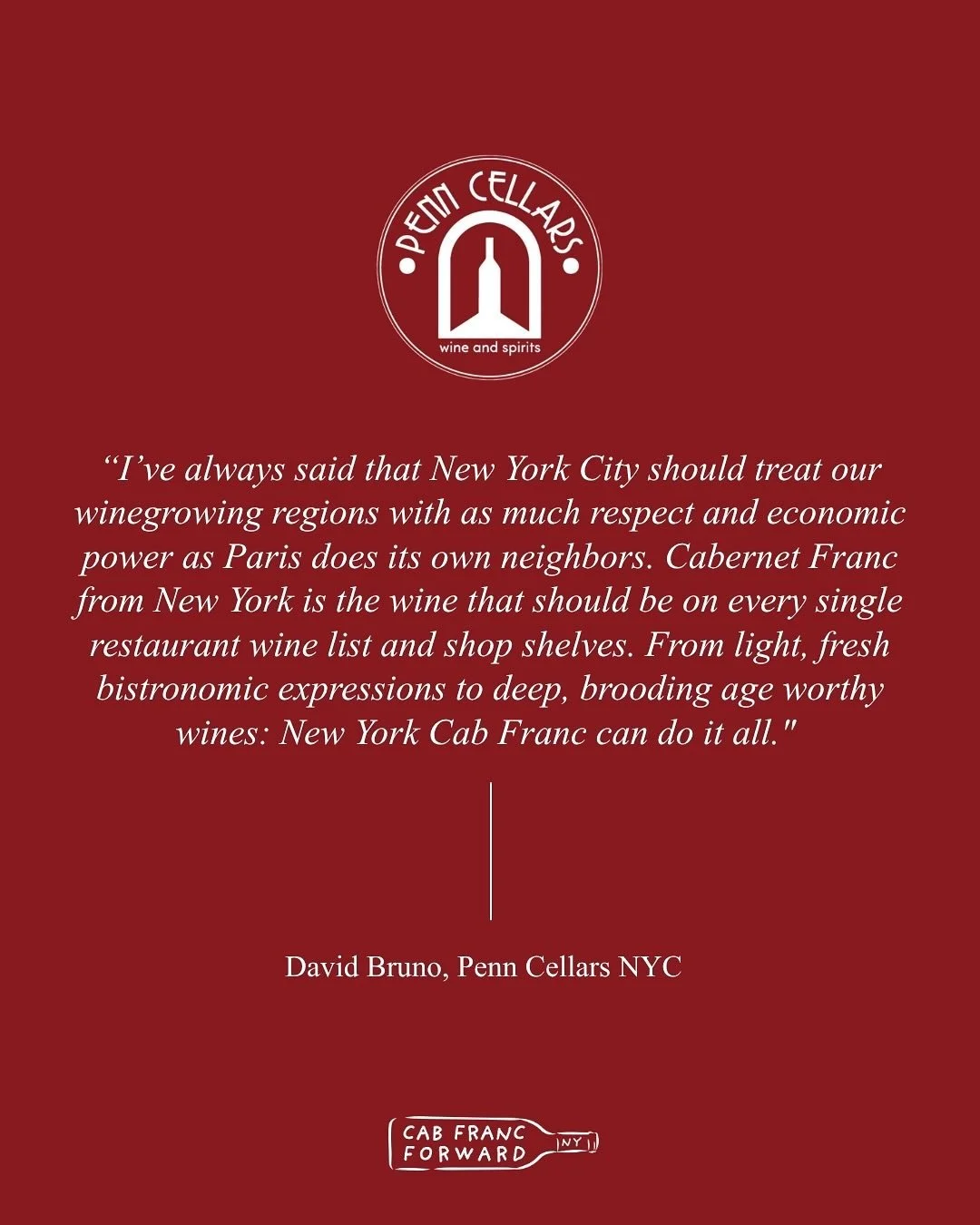 Next week in #NYC: @penncellars curated an incredible lineup of #NYCabFranc tastings you don&rsquo;t want to miss. Mark your calendars! 📅

&ldquo;I&rsquo;ve always said that New York City should treat our winegrowing regions with as much respect and