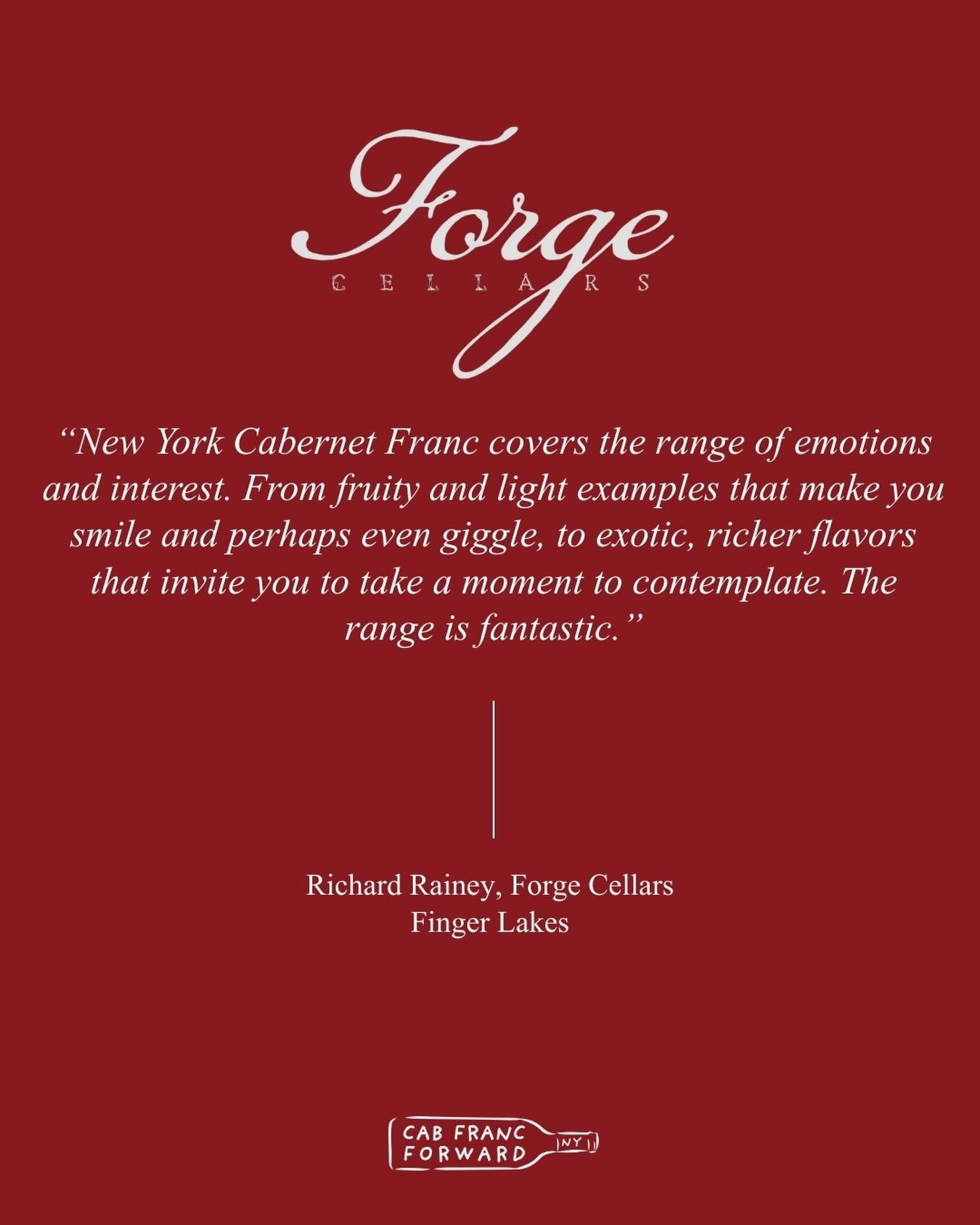 Confirmed for the Grand Tasting 2/3 in NYC: @forgecellars 🍷

&ldquo;New York Cabernet Franc covers the range of emotions and interest. From fruity and light examples that make you smile and perhaps even giggle, to exotic, richer flavors that invite 