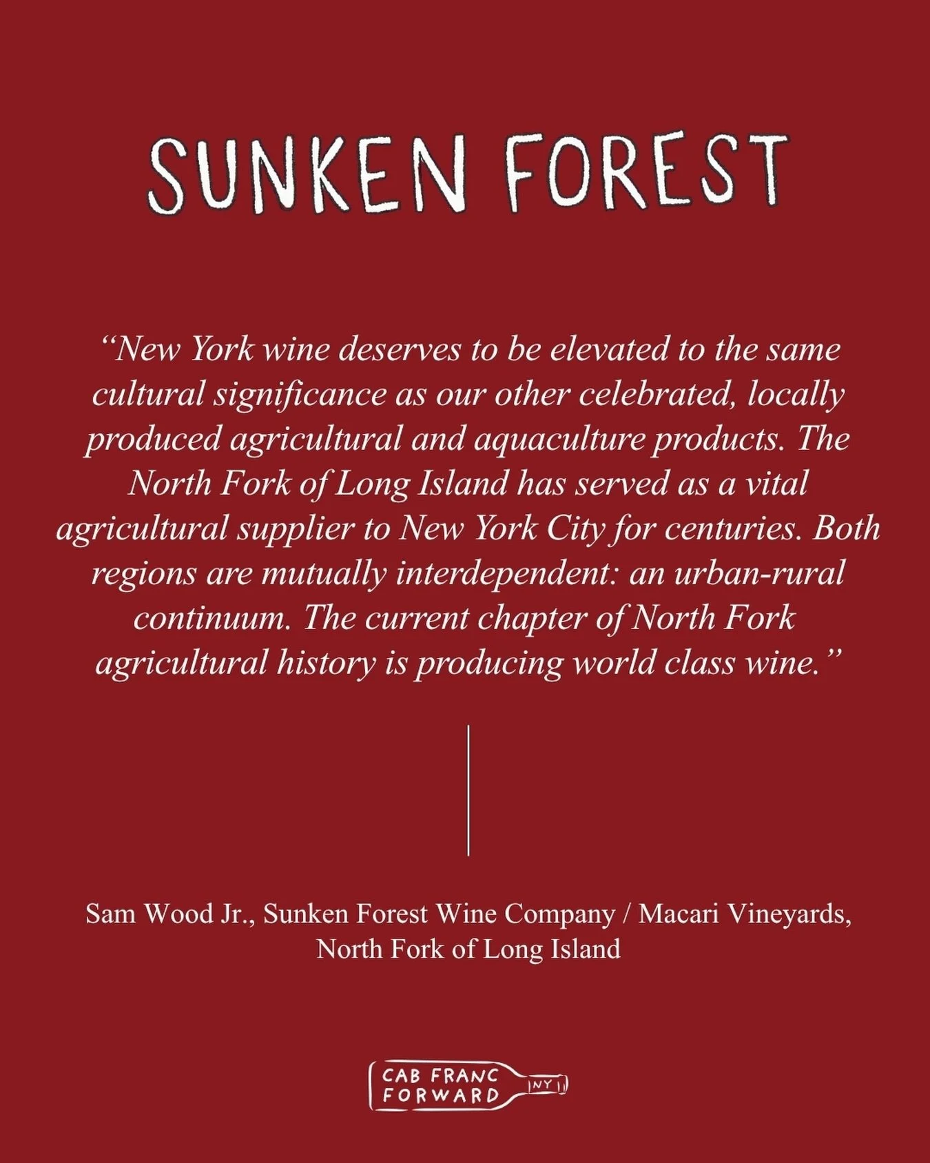 Cheers to Sam Wood Jr., Assistant Winemaker at @macariwines, on the recent launch of his Cab Franc Ros&eacute; for @sunkenforestwine!🍷

&ldquo;New York wine deserves to be elevated to the same cultural significance as our other celebrated, locally p