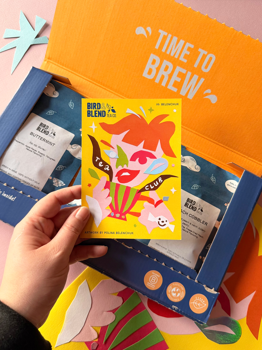 Illustration artwork for Bird and Blend tea company, for the March subscription by Polina Belenchuk 