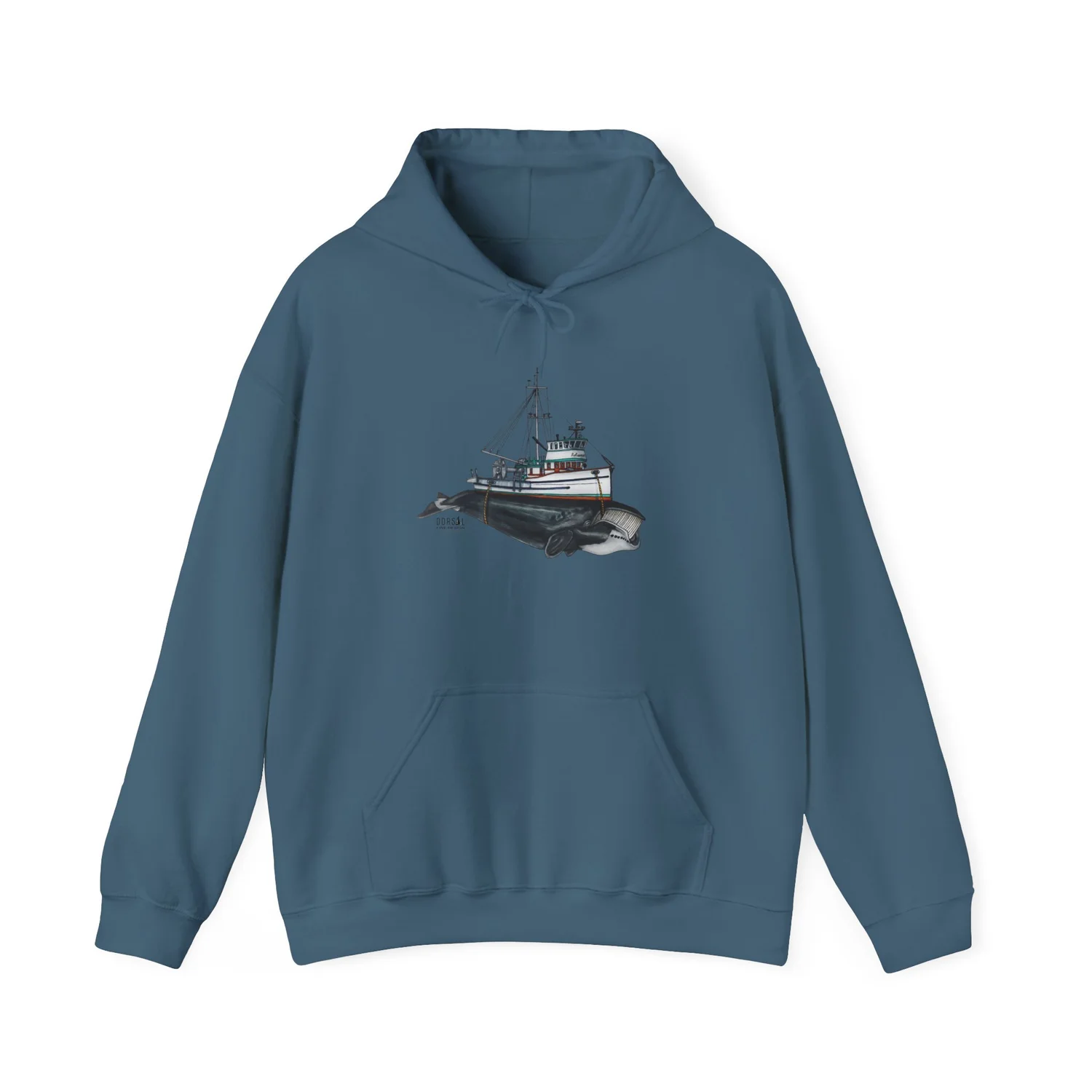 Fishing Boat Hoodie — Ocean Charter Crew Pullover — Dorsal Fine Design