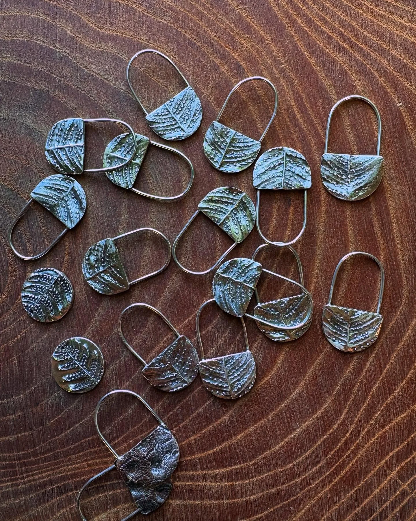 Making some favorites for upcoming shows!  So excited to work in the studio with open windows and fresh, crisp air.  #metalclay #meralclayjewelry #botanicaljewelry