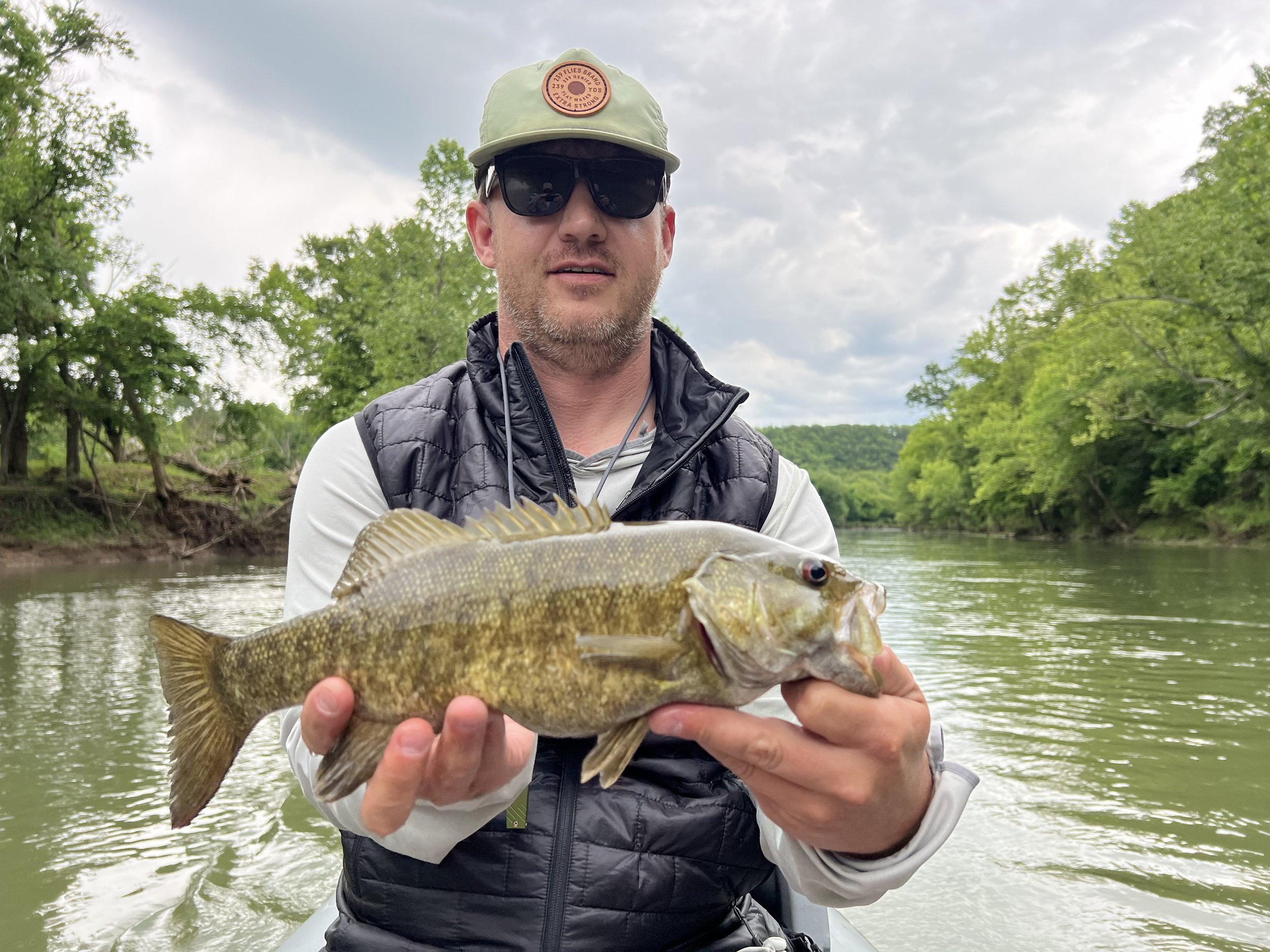 Guided fly fishing for large native Ozark smallmouth from Gasconade River Missouri.