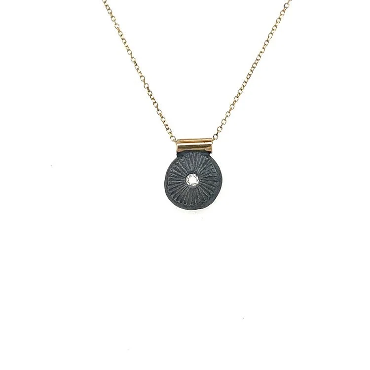 Diamond Sunburst in Oxidized Sterling Silver Pendant Necklace.jpg