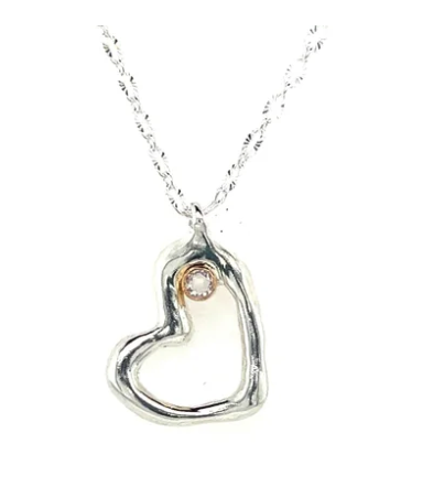 Sterling Silver Melting Heart with Moonstone by Erika Laureano Design