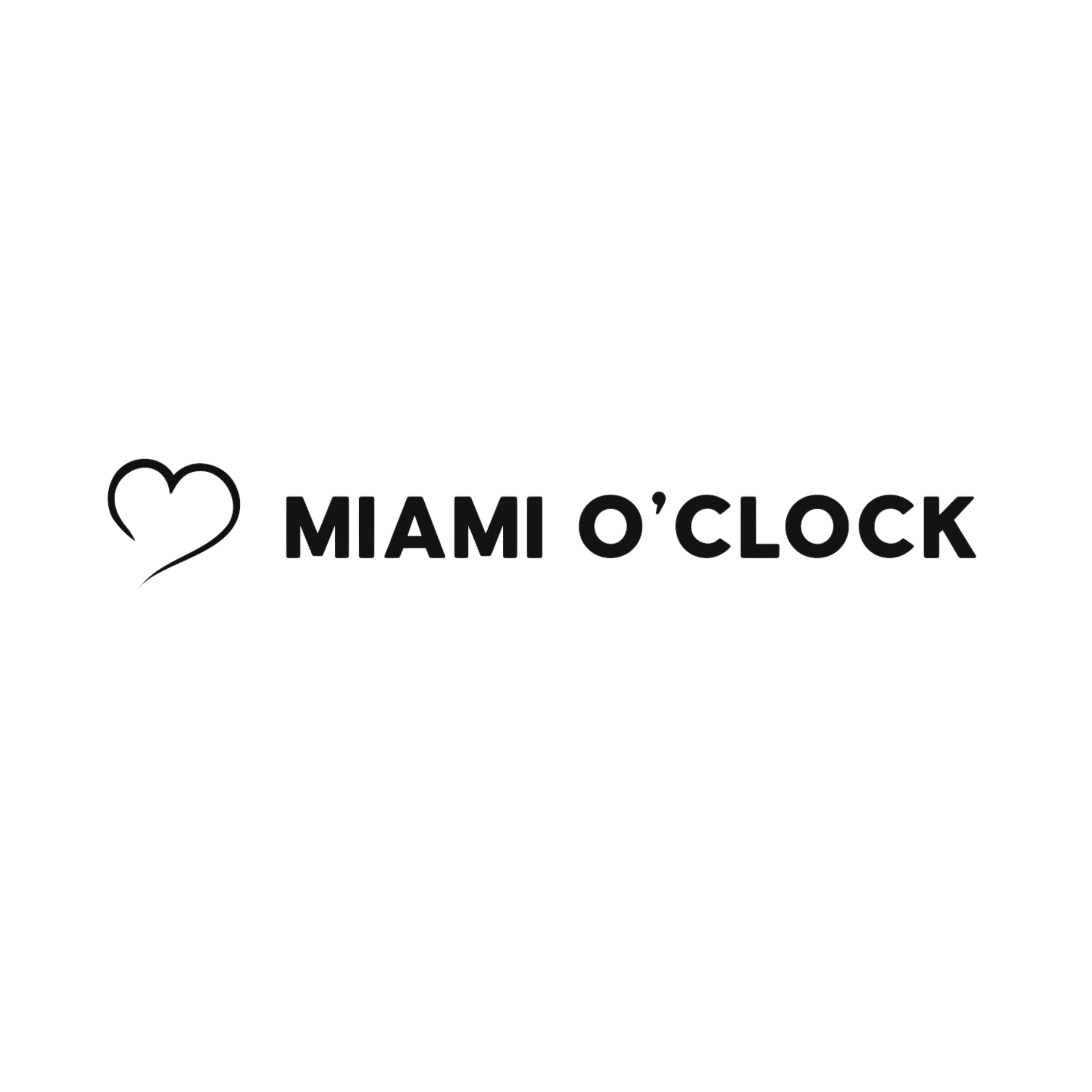 Heart symbol next to black text that reads 'Miami O'clock'