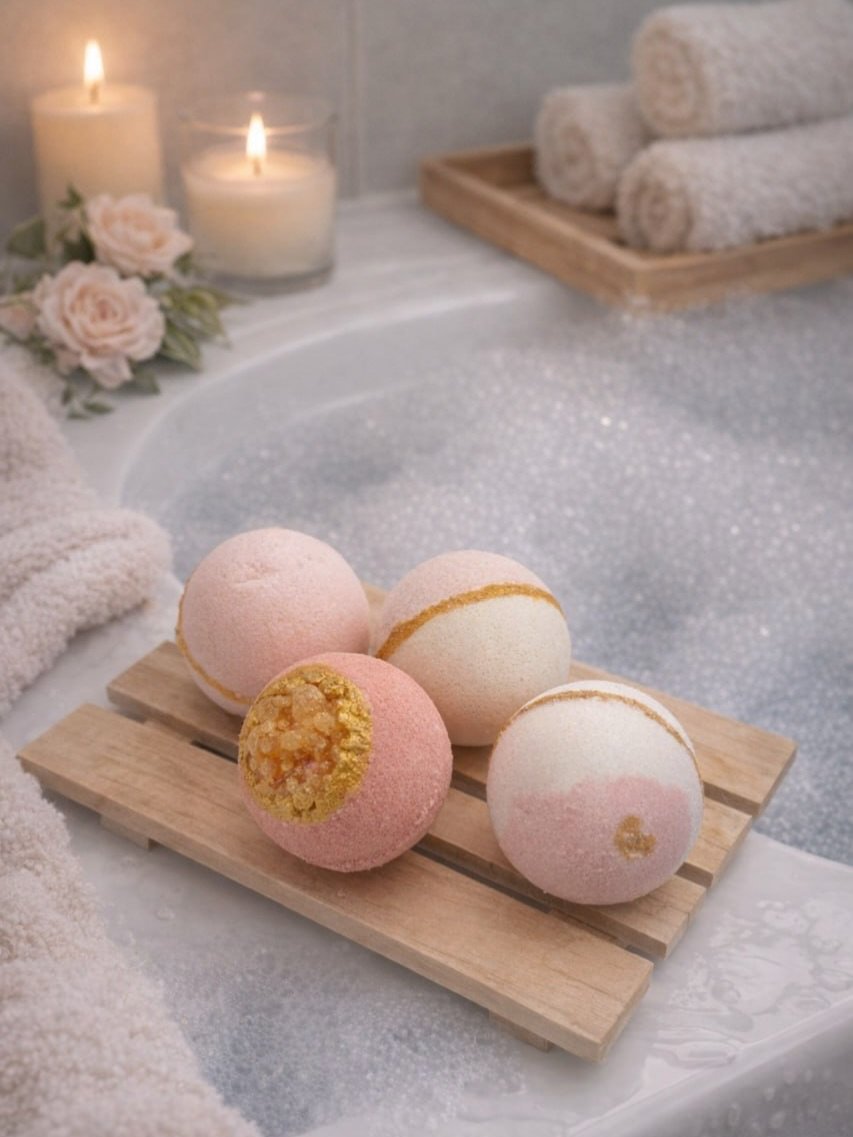 This sweet shaped bath bomb is crafted by hand to bring a little comfort and softness to your self‑care time. As soon as it touches warm water, it releases a gentle fizz and melts into a soothing soak enriched with natural oils that leave your skin f