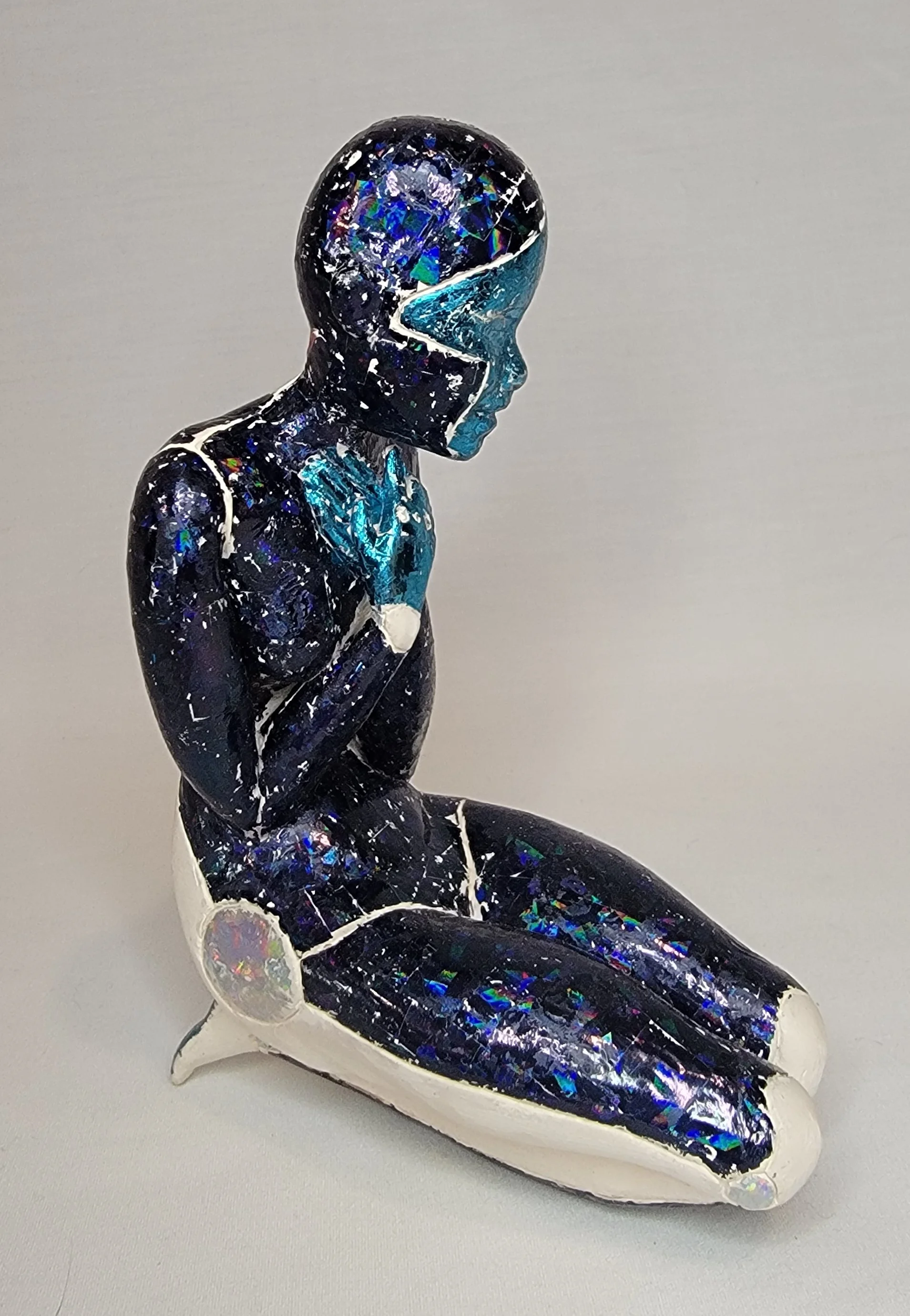 Machine girl, Ceramic, Holographic Foil, 6in x 4in x 3in  2024